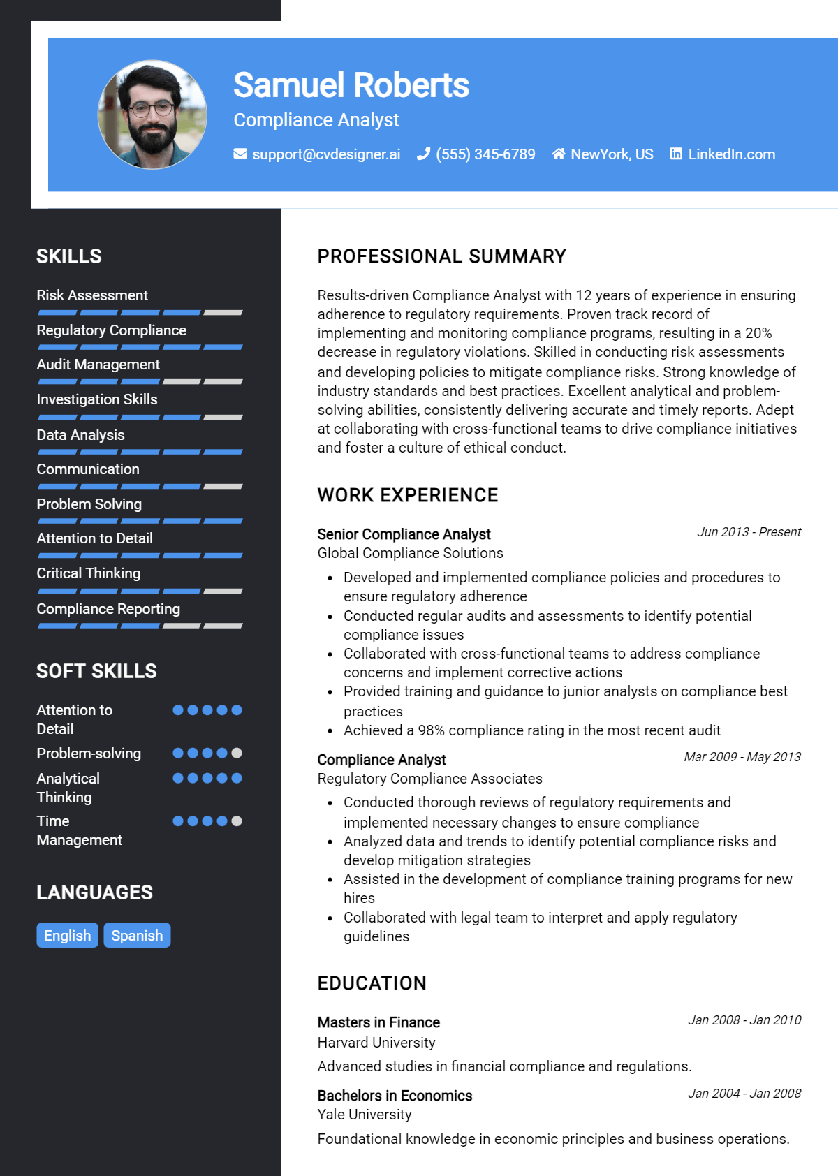 Compliance Analyst Resume Example for 2026: Tips & Templates Preview