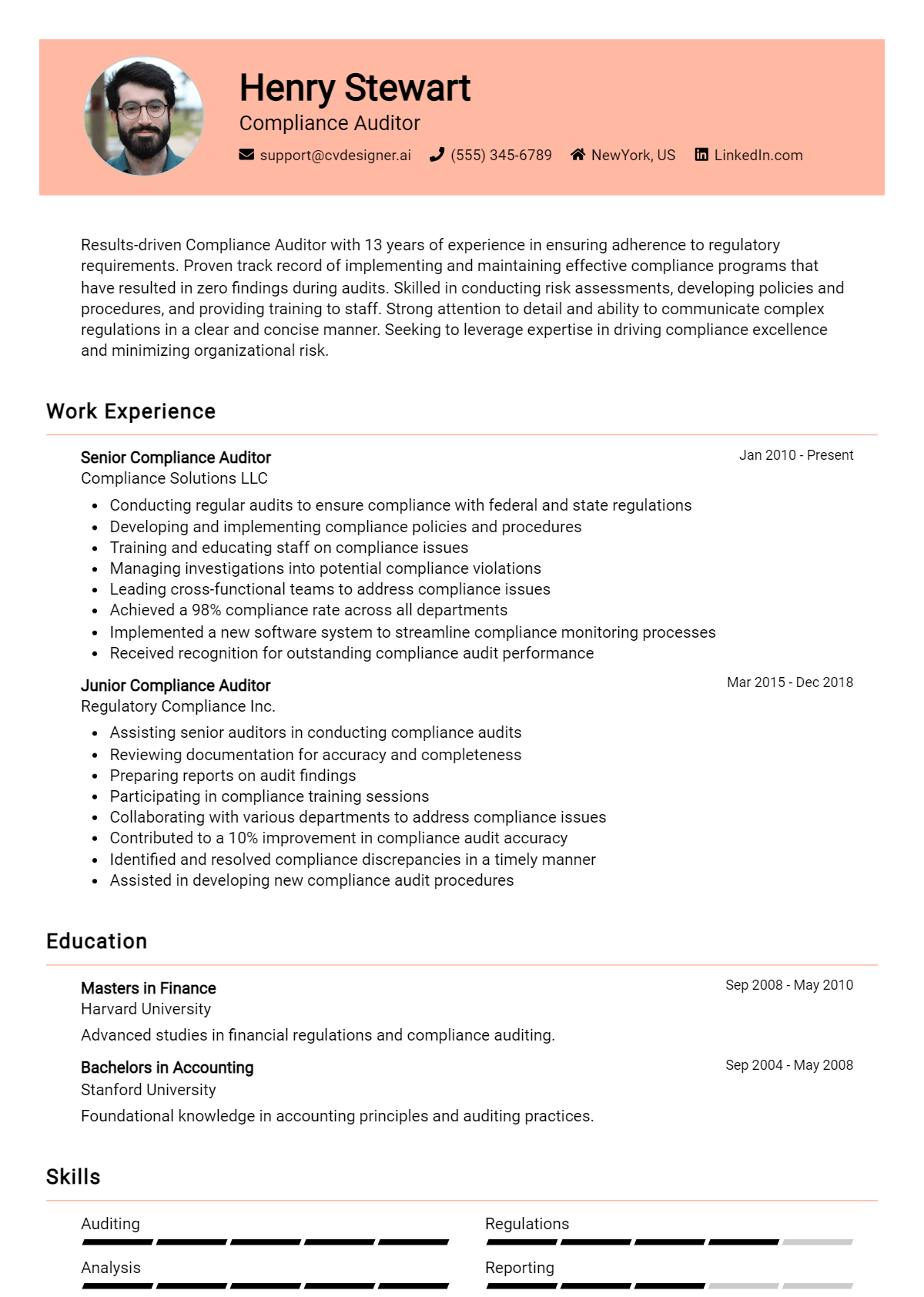 Compliance Auditor Resume Example for 2026: Expert Tips & Templates Preview