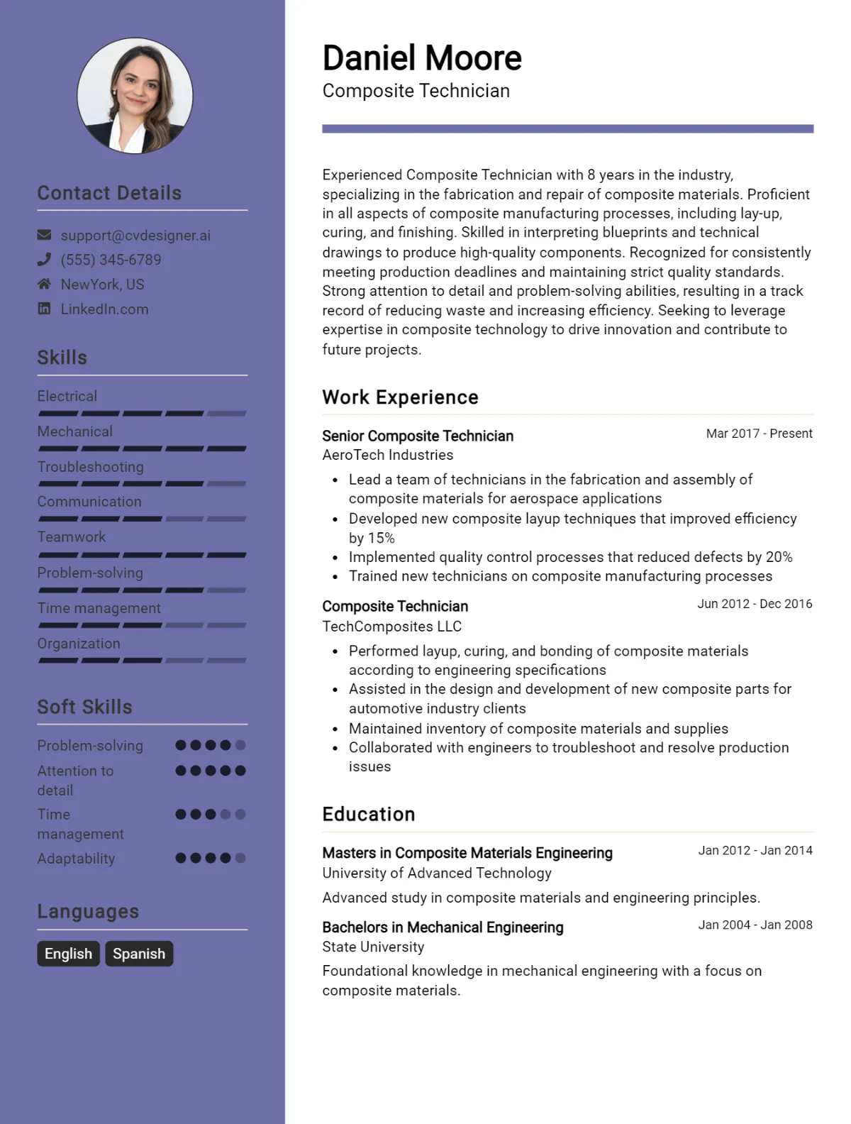 Composite Technician CV Example For 2026: How to Craft a Winning CV Preview