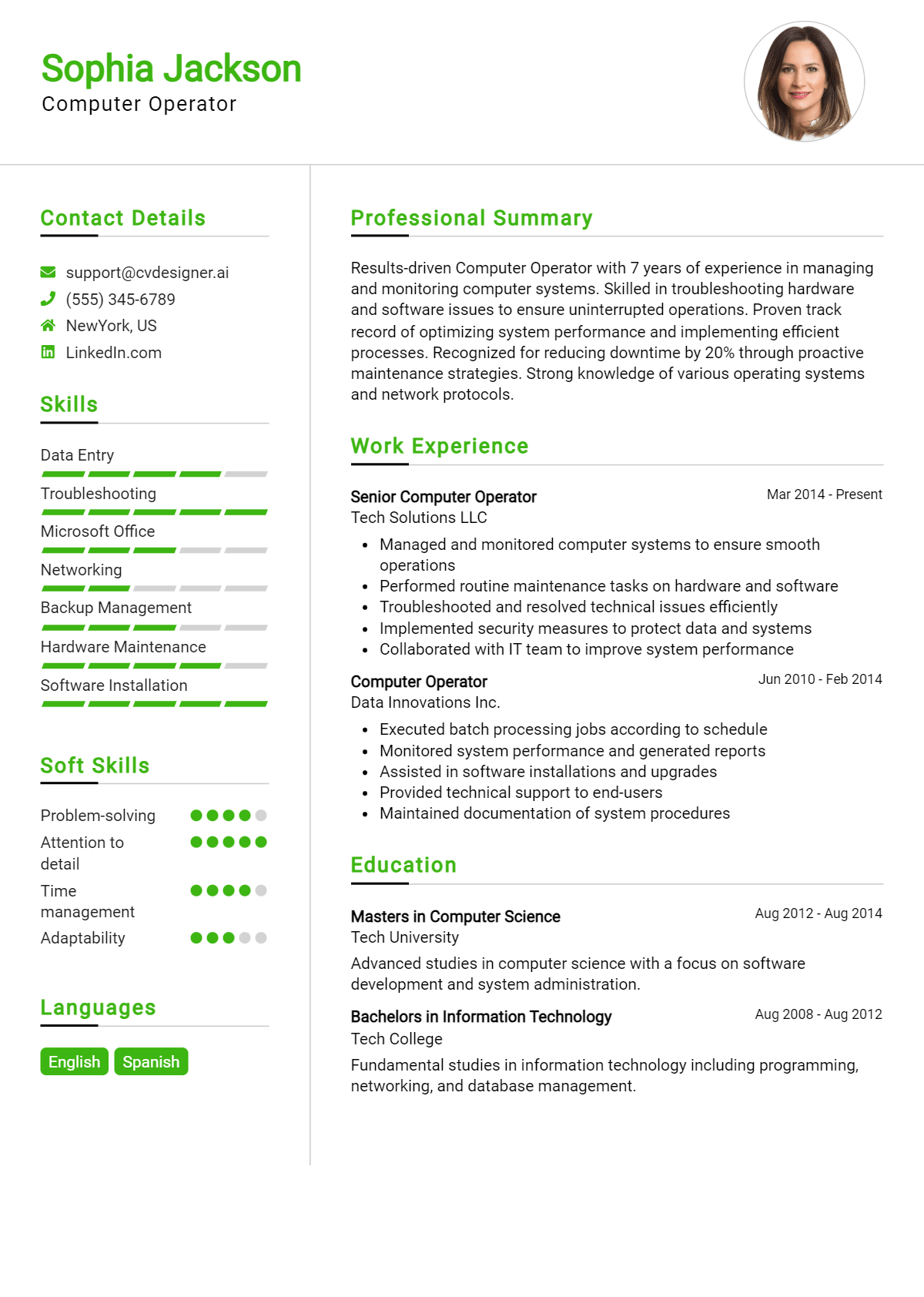 Computer Operator Resume Example for 2026: Downloadable Templates Preview