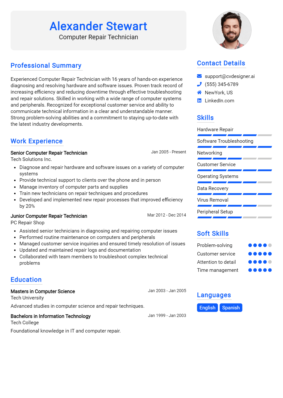 Computer Repair Technician Resume Example for 2026: Tips to Stand Out Preview