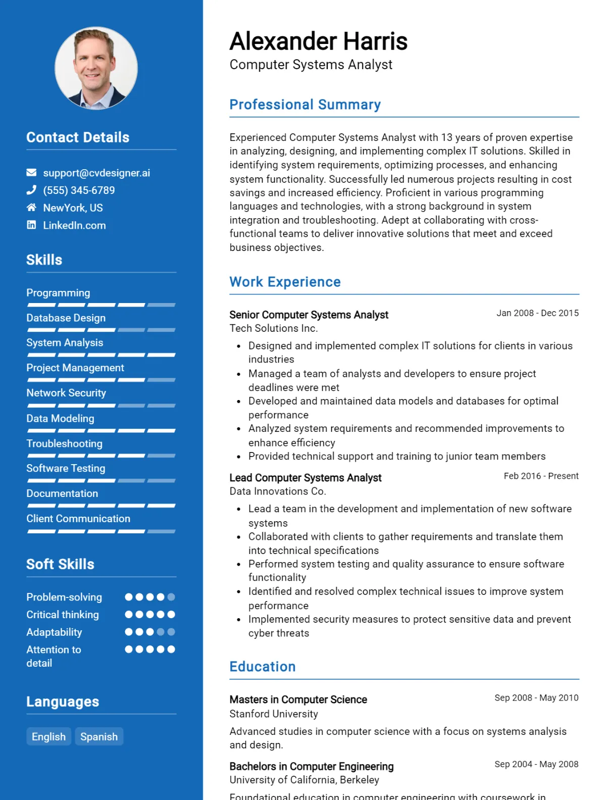 Computer Systems Analyst CV Example For 2026: How to Create a Professional CV Preview