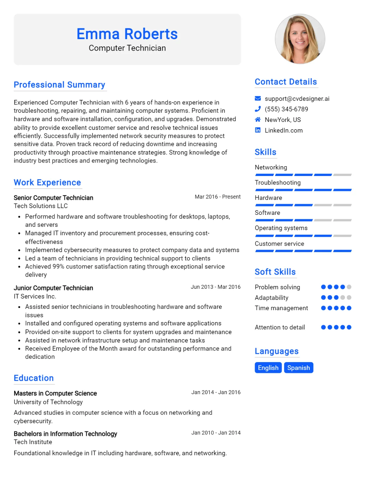 8 Computer Technician CV Examples For 2026 Preview