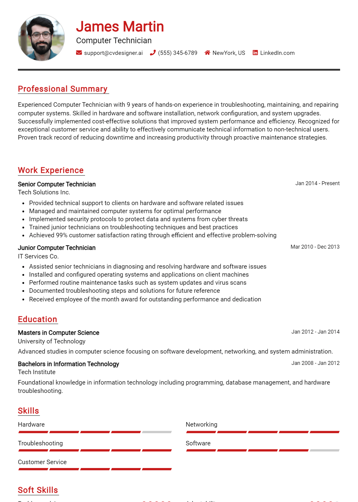 Computer Technician Resume Example for 2026: Writing Guide Preview