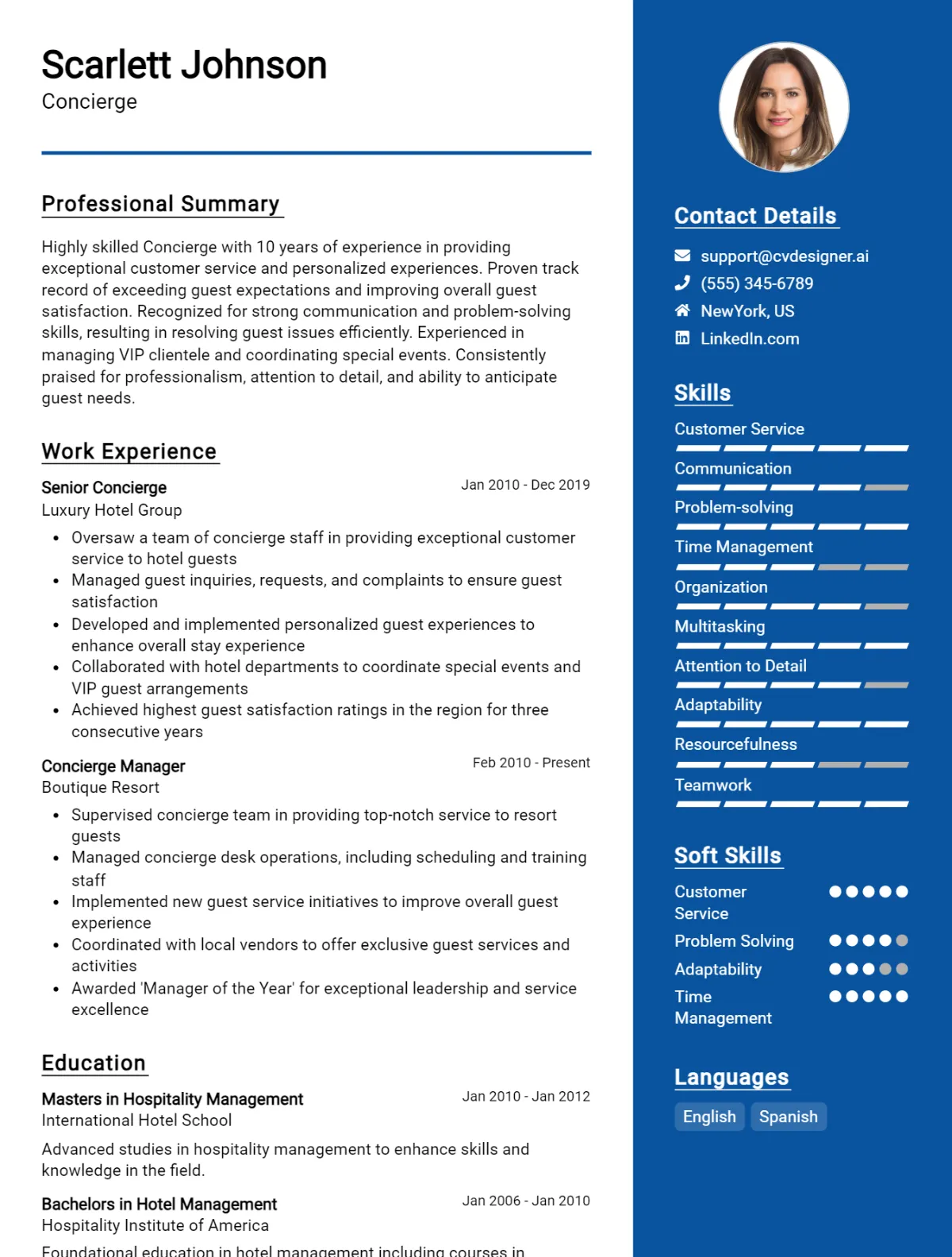 Concierge CV Example For 2026: Effective CV Writing Tips Preview