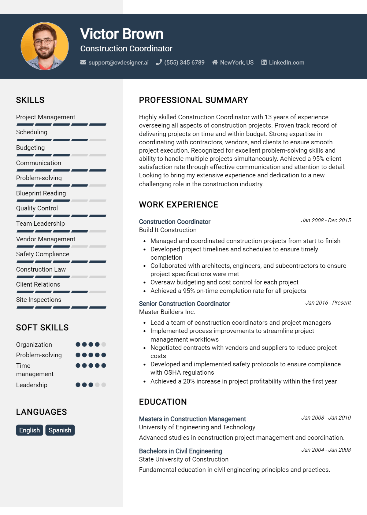 Construction Coordinator Resume Example for 2026: Tips to Stand Out Preview
