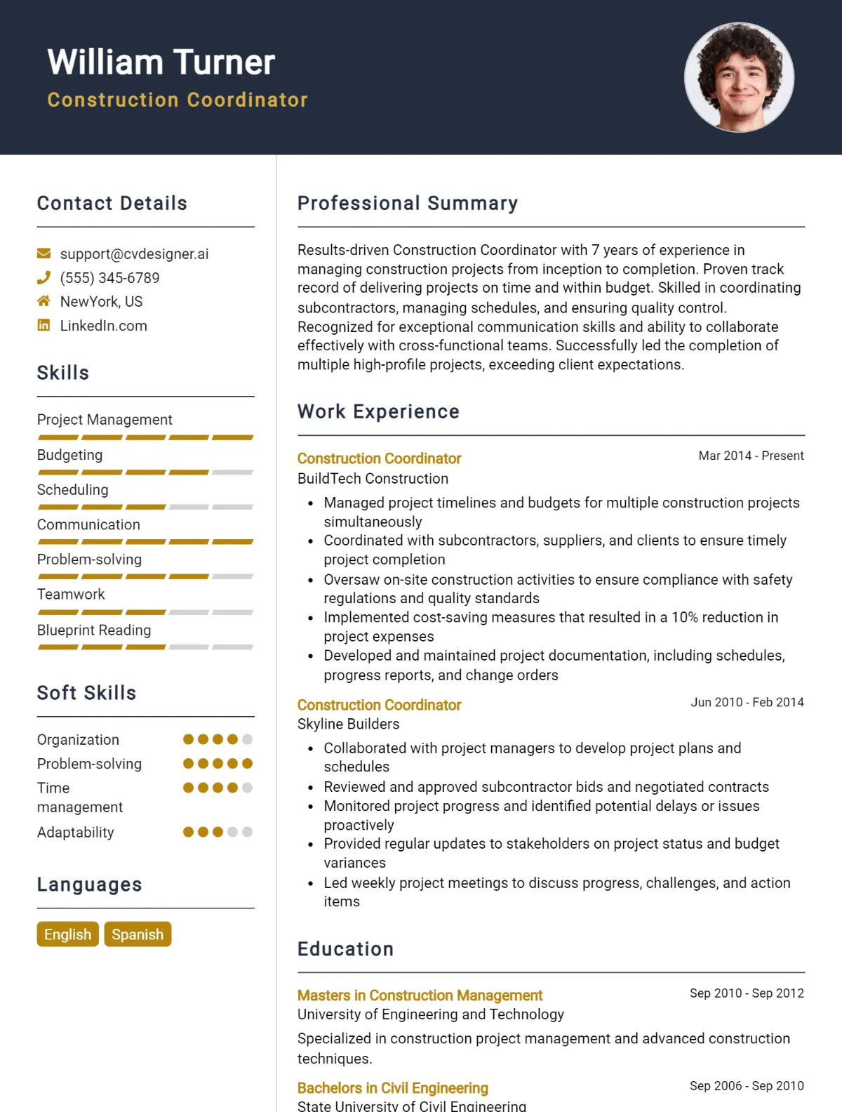 Construction Coordinator CV Example For 2026: Proven Tips & Templates Preview