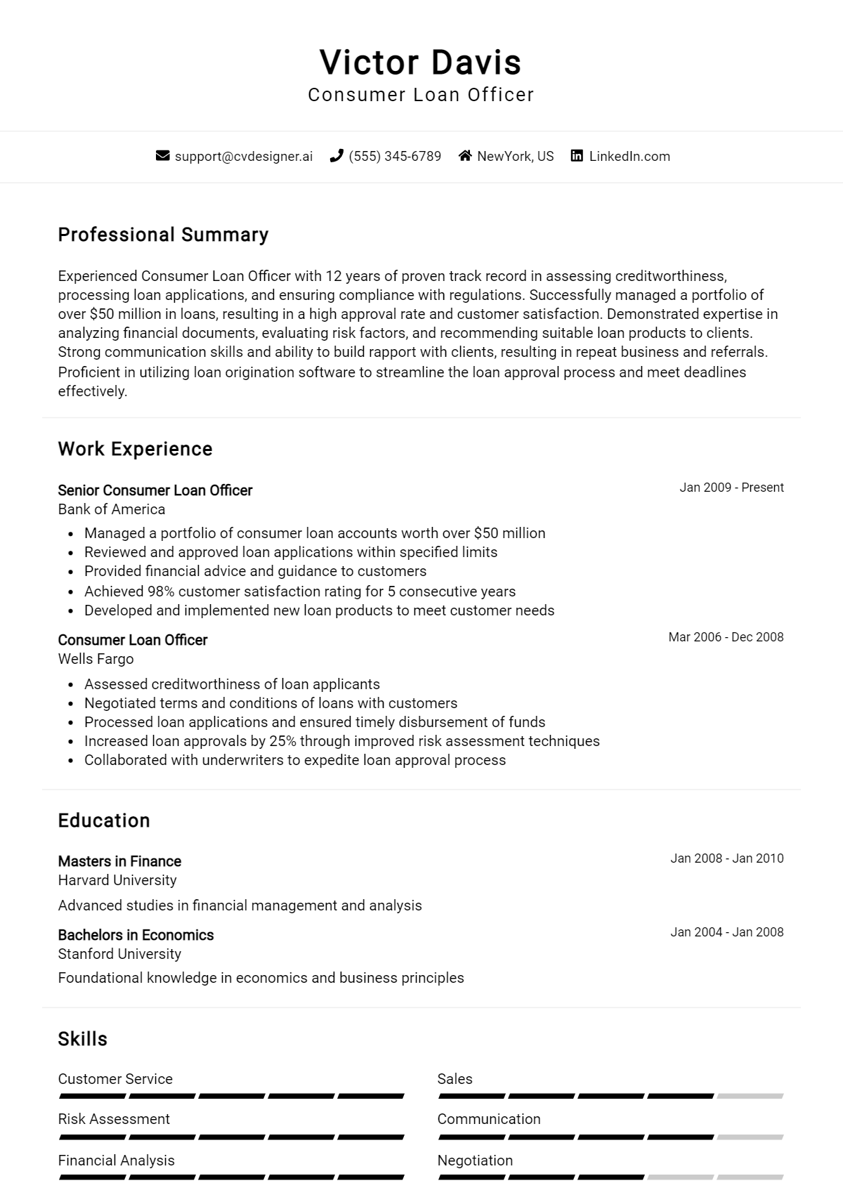 Consumer Loan Officer Resume Example for 2026: Expert Tips & Templates Preview