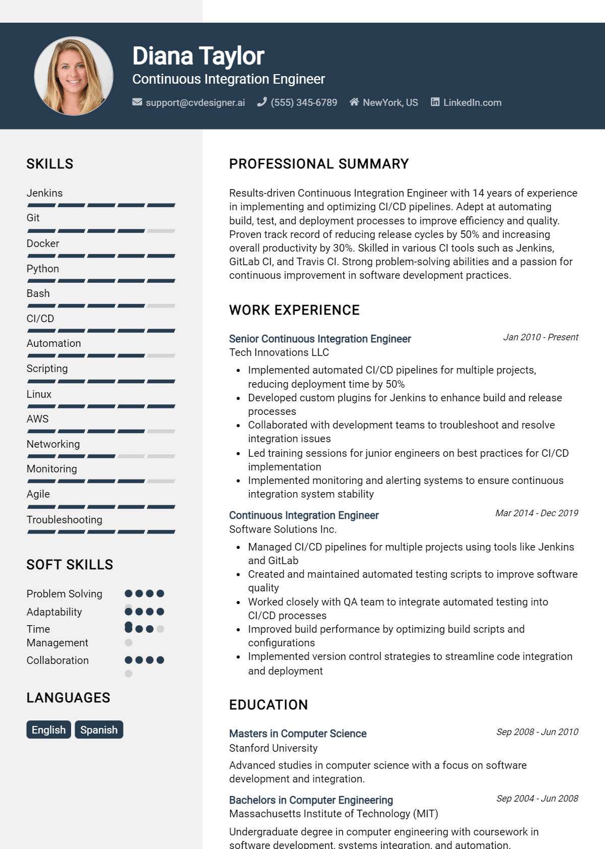 Continuous Integration Engineer Resume Example for 2026: Tips to Stand Out Preview