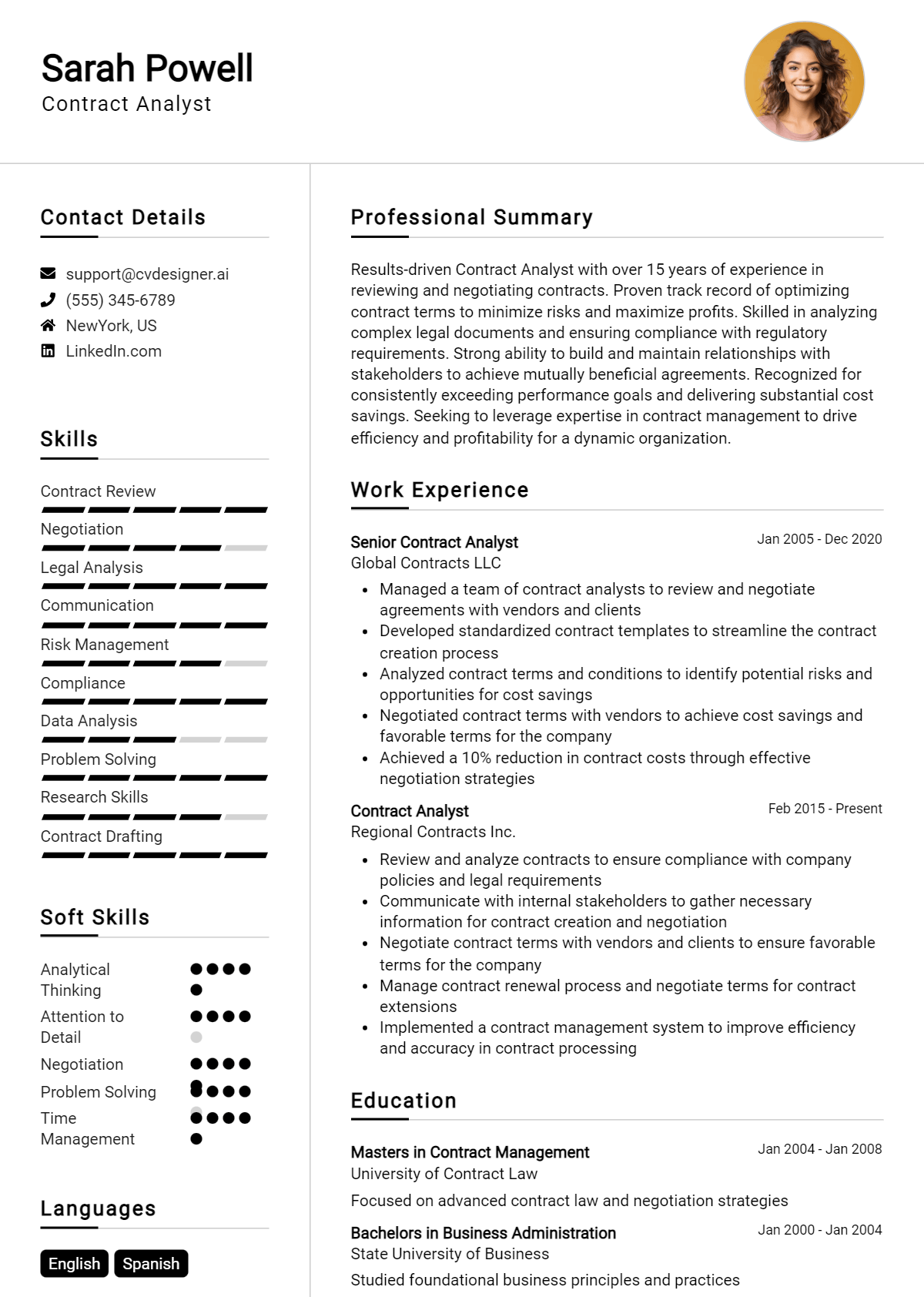 Contract Analyst Resume Example for 2026: Tips to Stand Out Preview