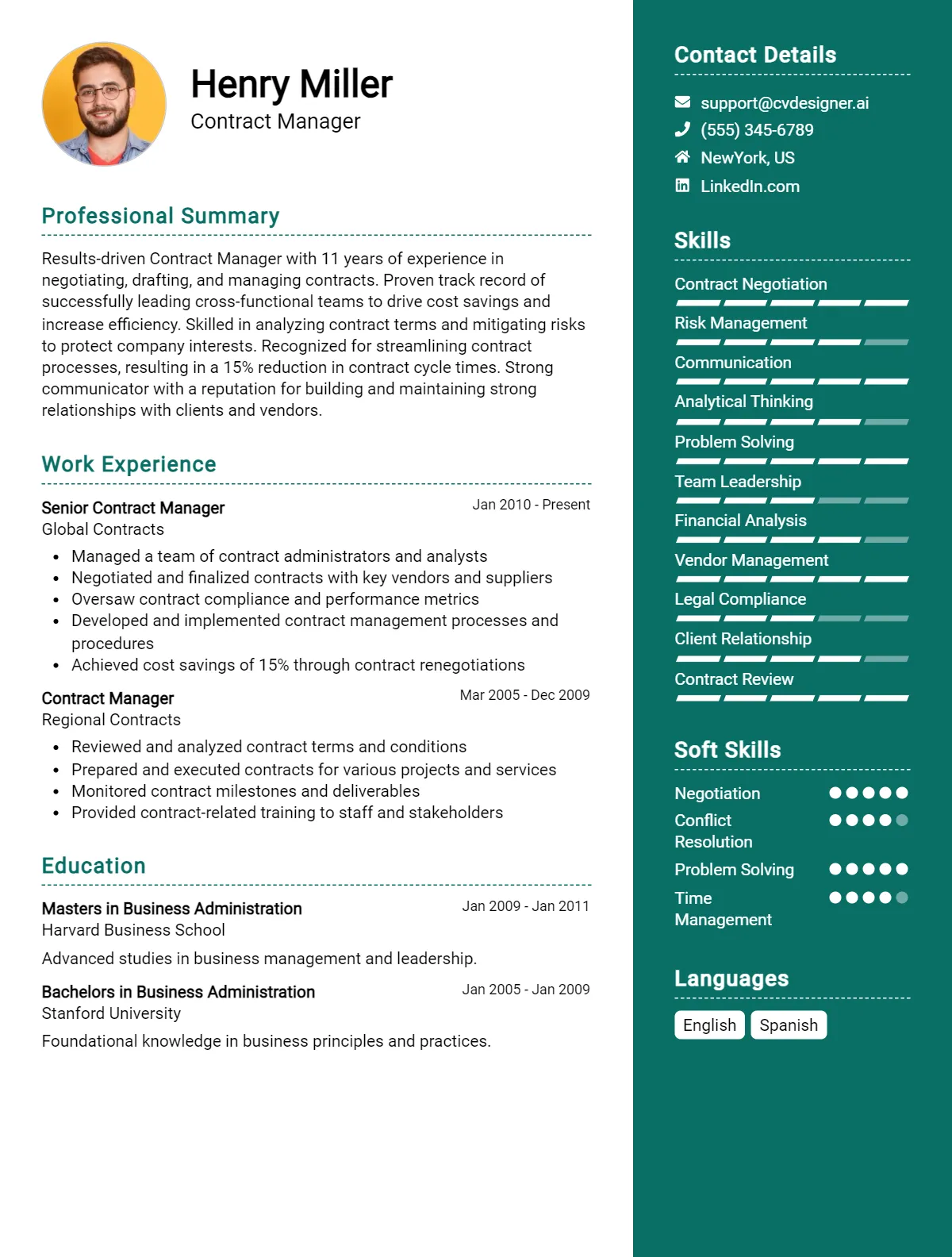Contract Manager CV Example For 2026: Expert Tips & Templates Preview