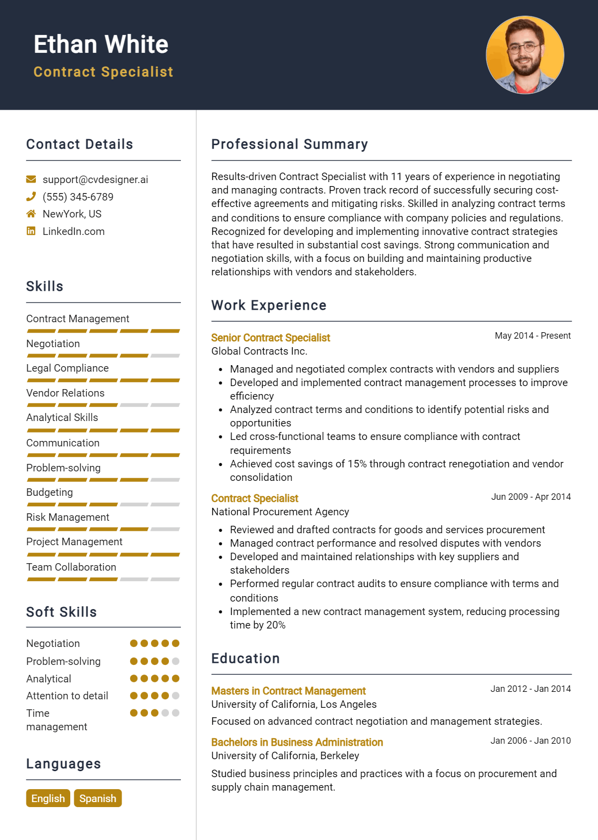 Contract Specialist Resume Example for 2026: How to Craft a Winning CV Preview