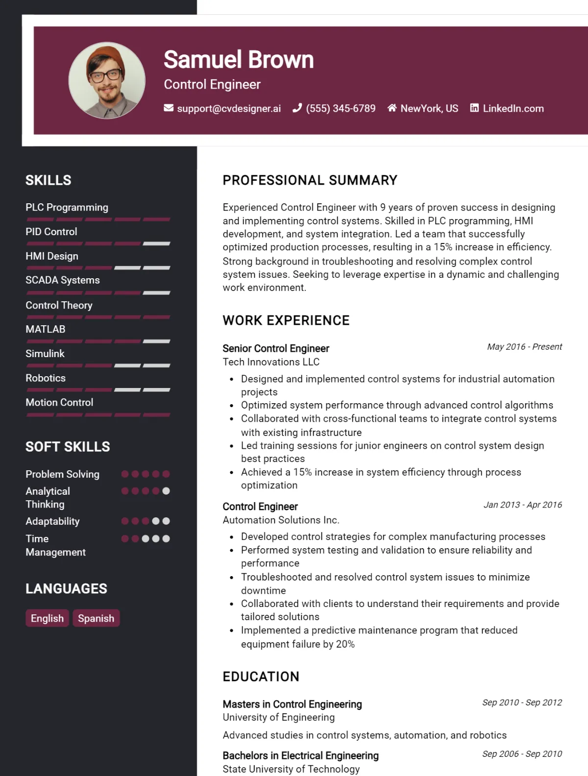 Control Engineer CV Example For 2026: How to Craft a Winning CV Preview