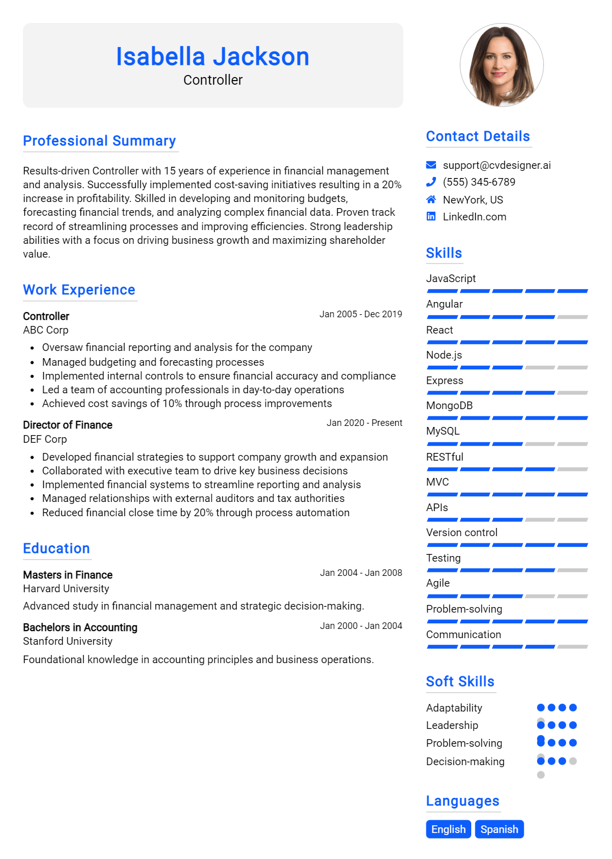 Controller Resume Example for 2026: Samples & Best Practices Preview