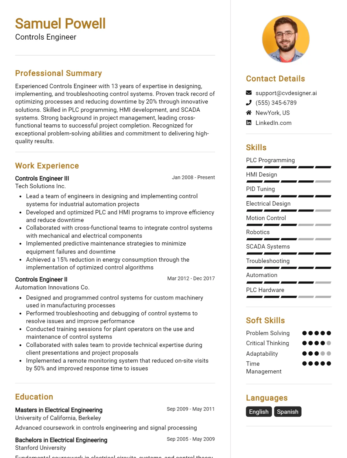 Controls Engineer CV Example For 2026: Top Tips & Samples Preview