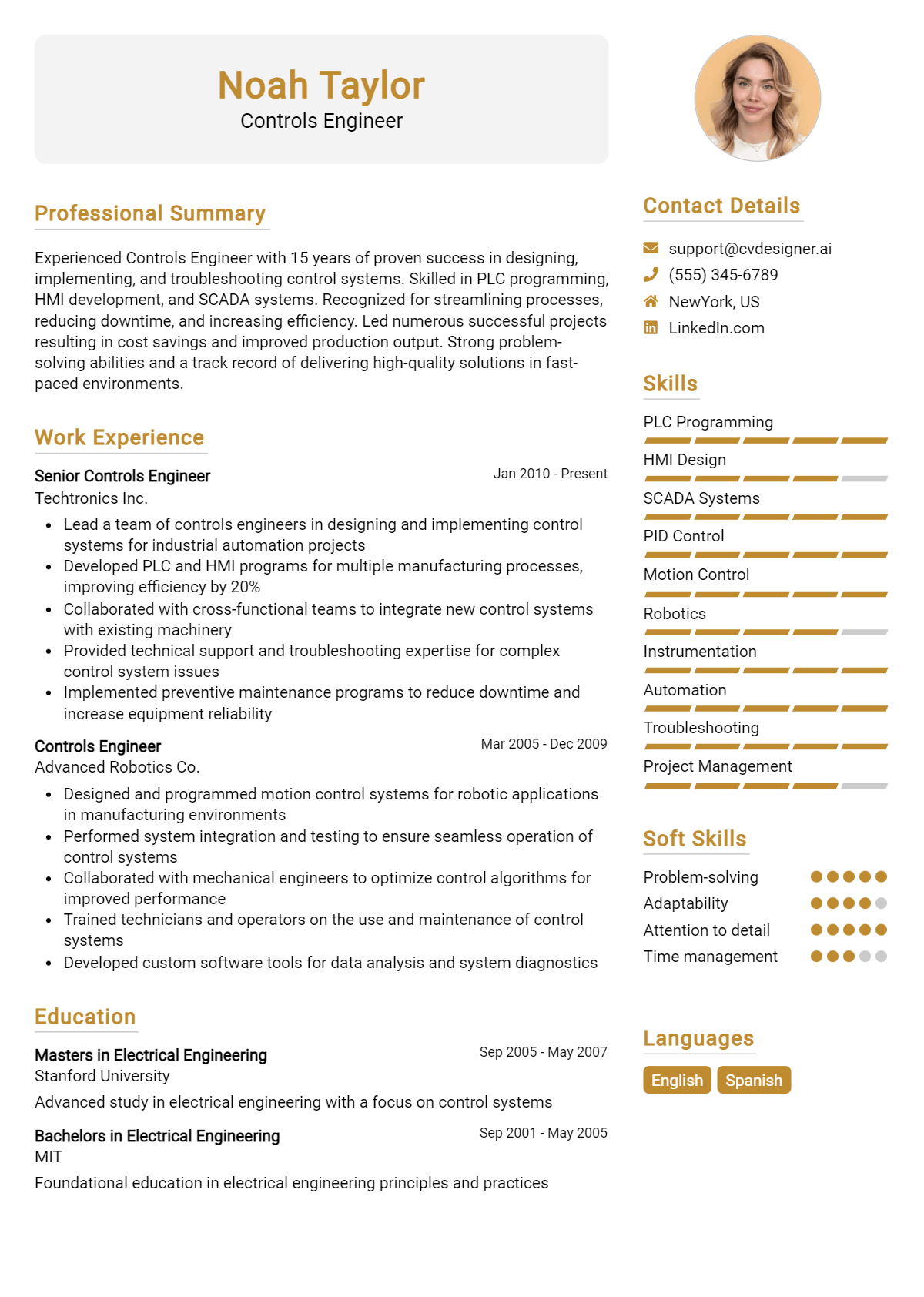 Controls Engineer Resume Example for 2026: Effective CV Writing Tips Preview