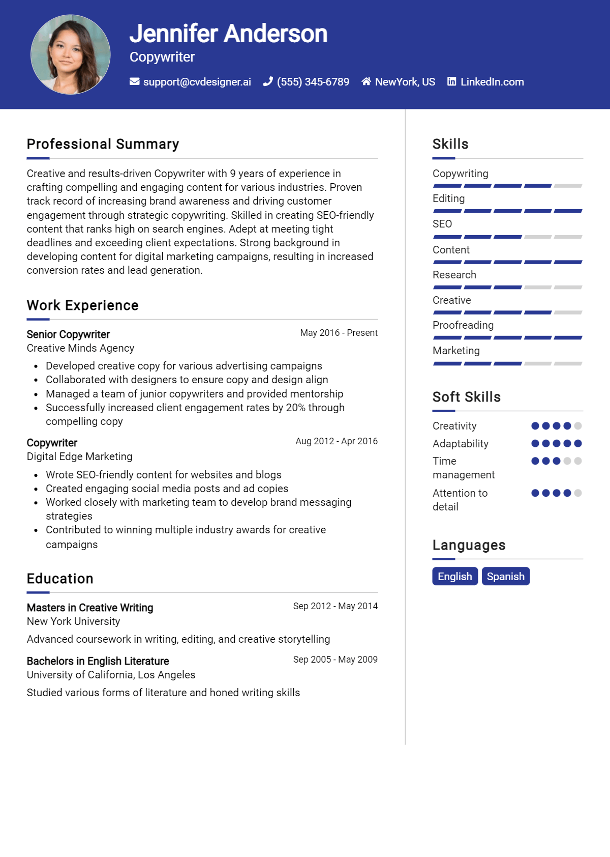 Copywriter Resume Example for 2026: Ultimate Guide Preview