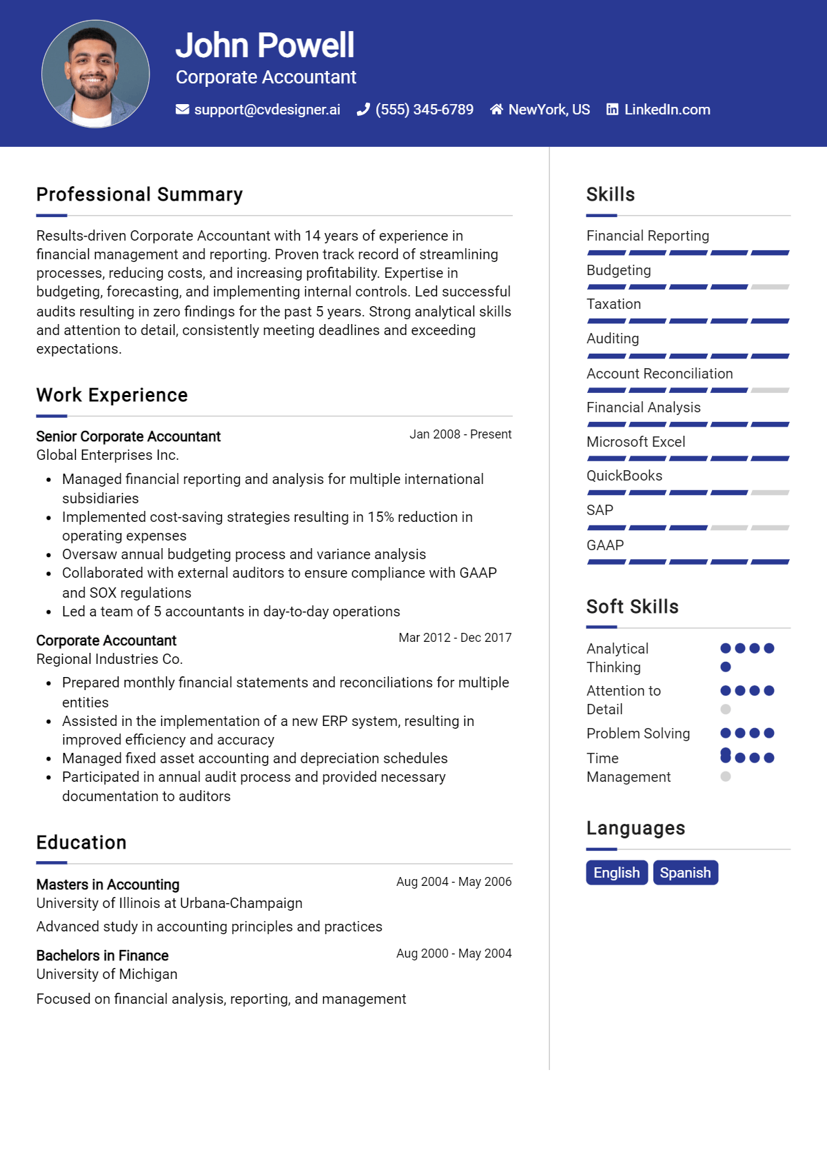 Corporate Accountant Resume Example for 2026: Tips & Templates Preview