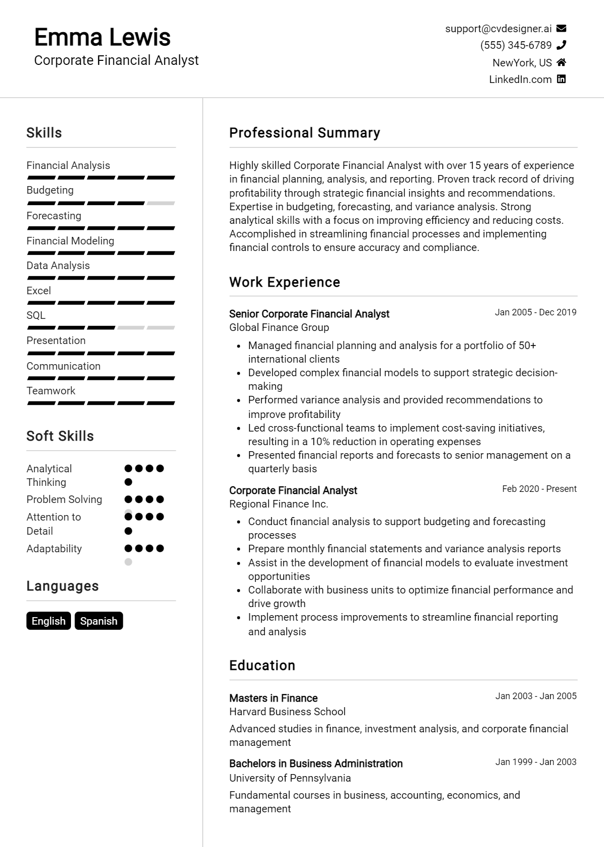 Corporate Financial Analyst Resume Example for 2026: Tips to Stand Out Preview