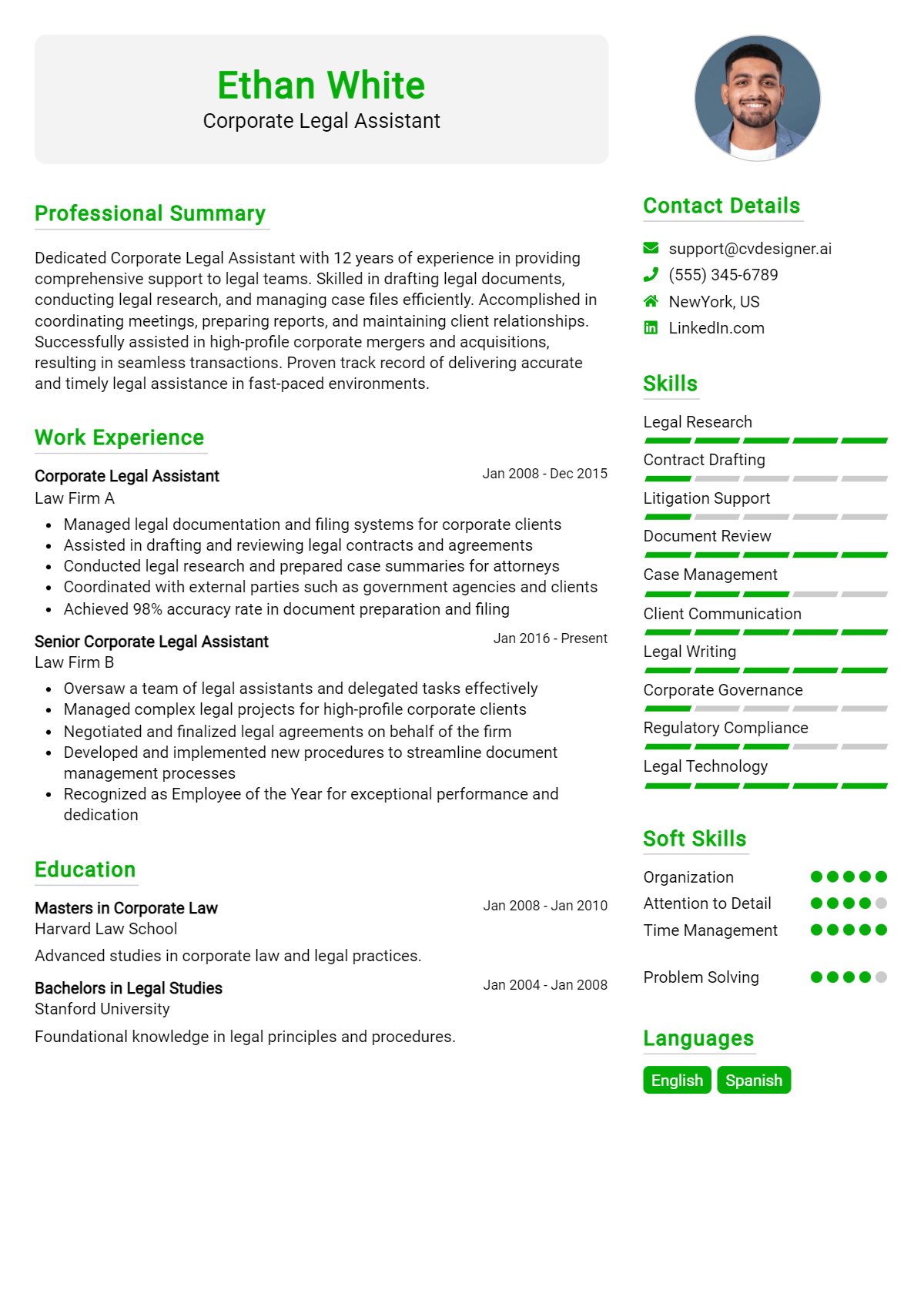 Corporate Legal Assistant Resume Example for 2026: How to Create a Professional CV Preview
