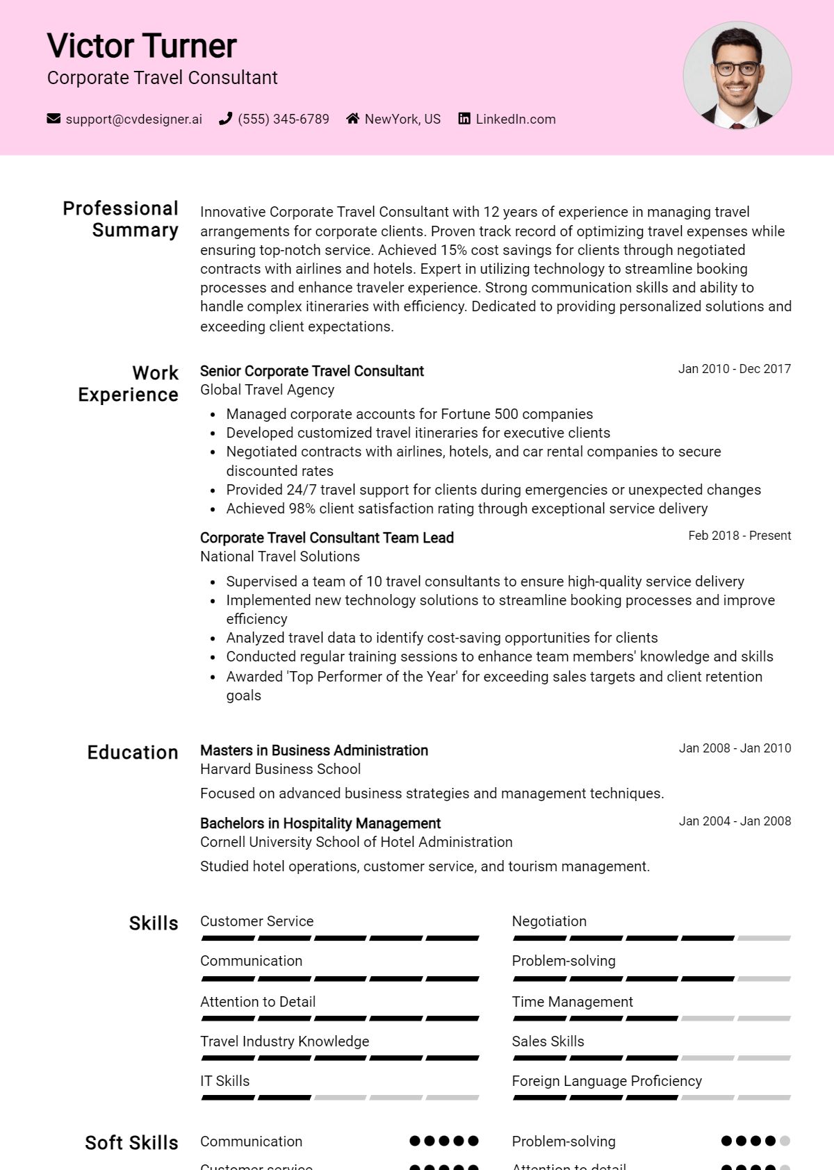Corporate Travel Consultant Resume Example for 2026: Best Writing Tips Preview