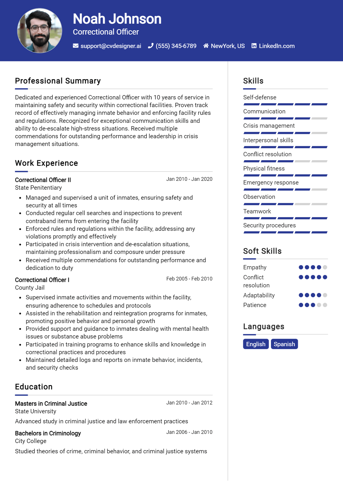 Correctional Officer Resume Example for 2026: Free Templates Preview