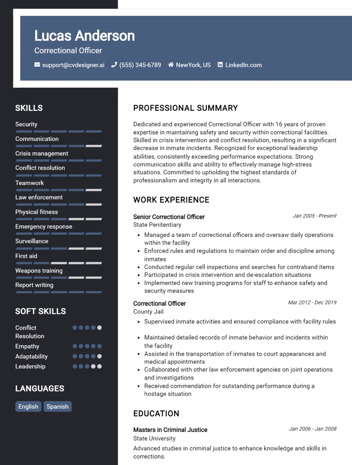 Correctional Officer CV Example For 2026: How to Craft a Winning CV Preview
