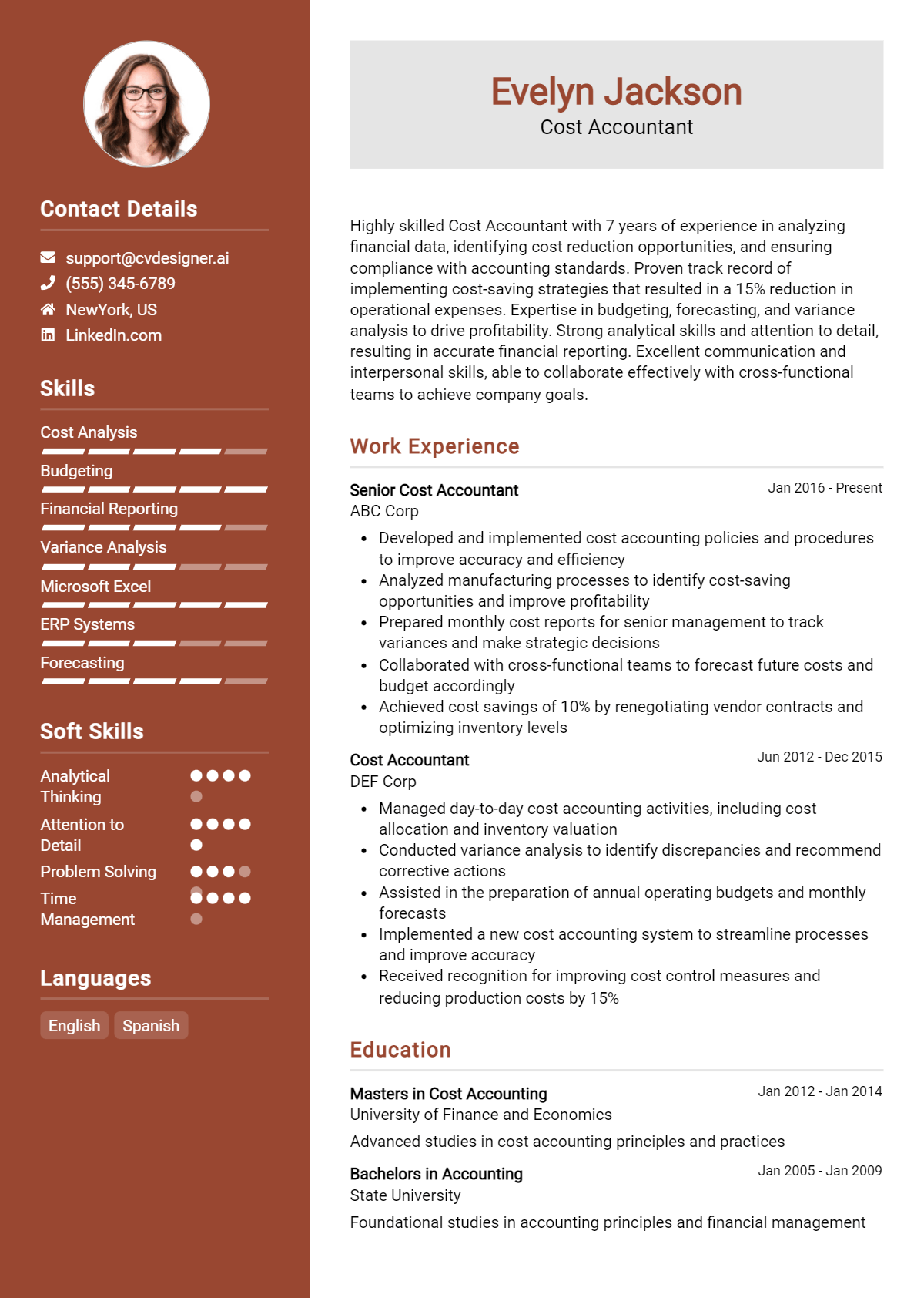 Cost Accountant Resume Example for 2026: Tips to Stand Out Preview
