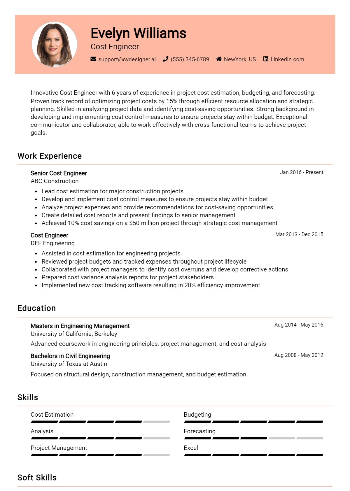 Cost Engineer Resume Example for 2026: Strategies & Templates Preview