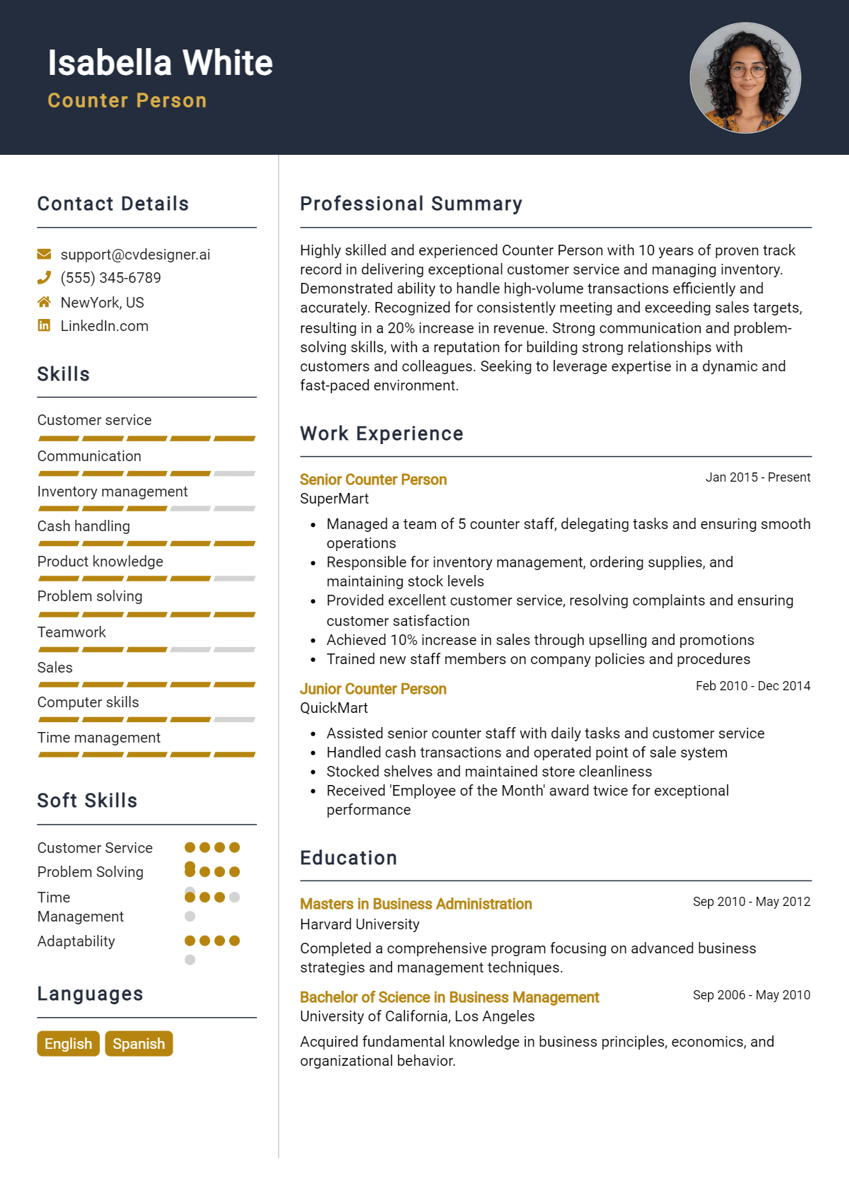Counter Person Resume Example for 2026: Strategies & Templates Preview