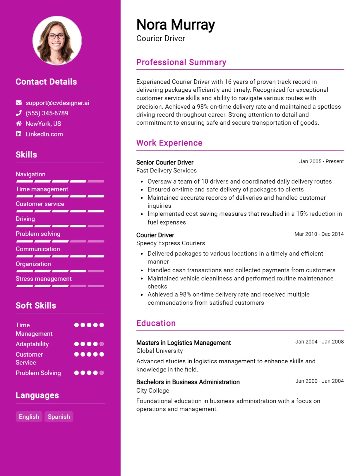 Courier Driver CV Example For 2026: Proven Tips & Templates Preview