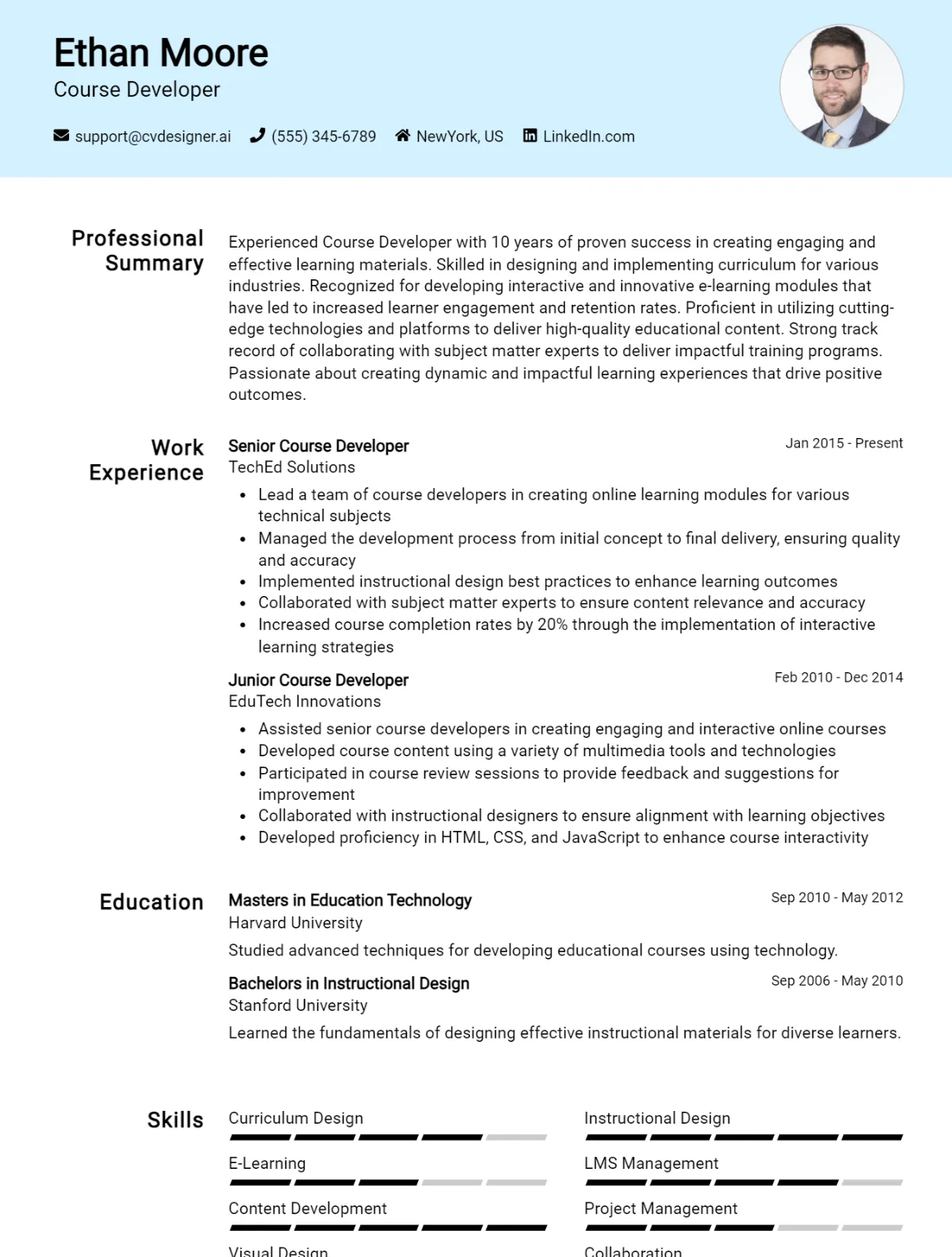 Course Developer CV Example For 2026: Expert Tips & Templates Preview