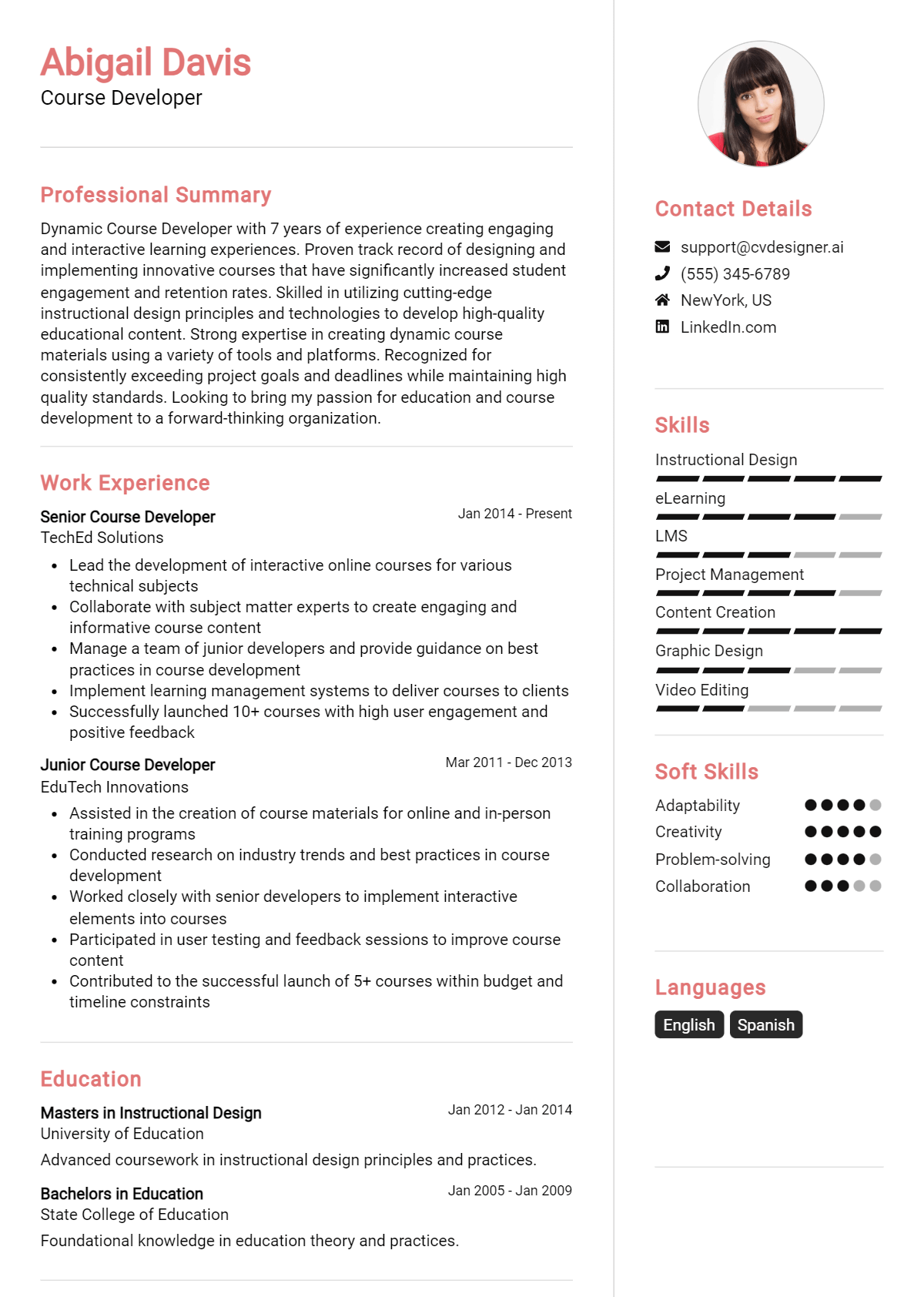Course Developer Resume Example for 2026: Tips to Stand Out Preview
