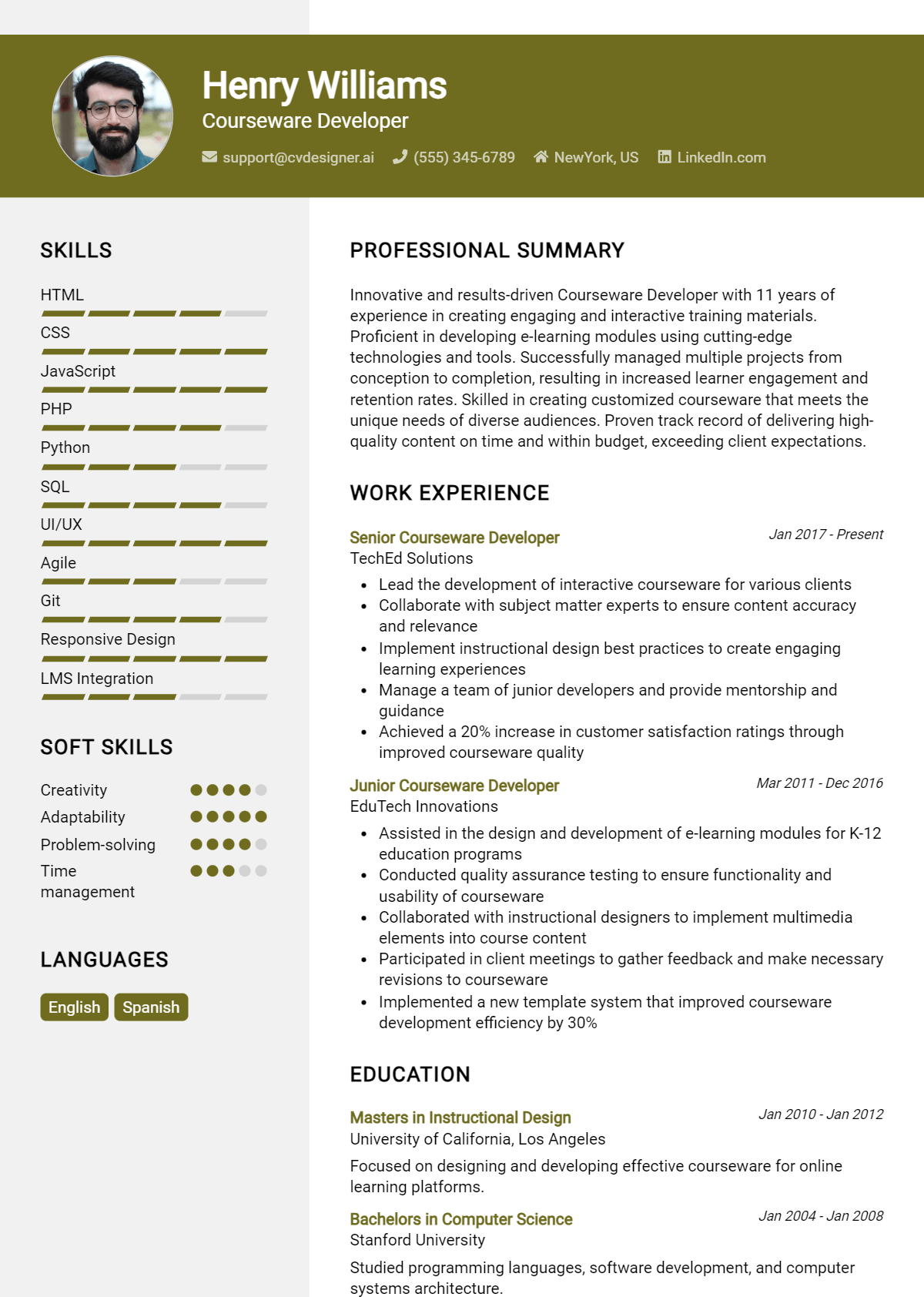 Courseware Developer Resume Example for 2026: Best Writing Tips Preview