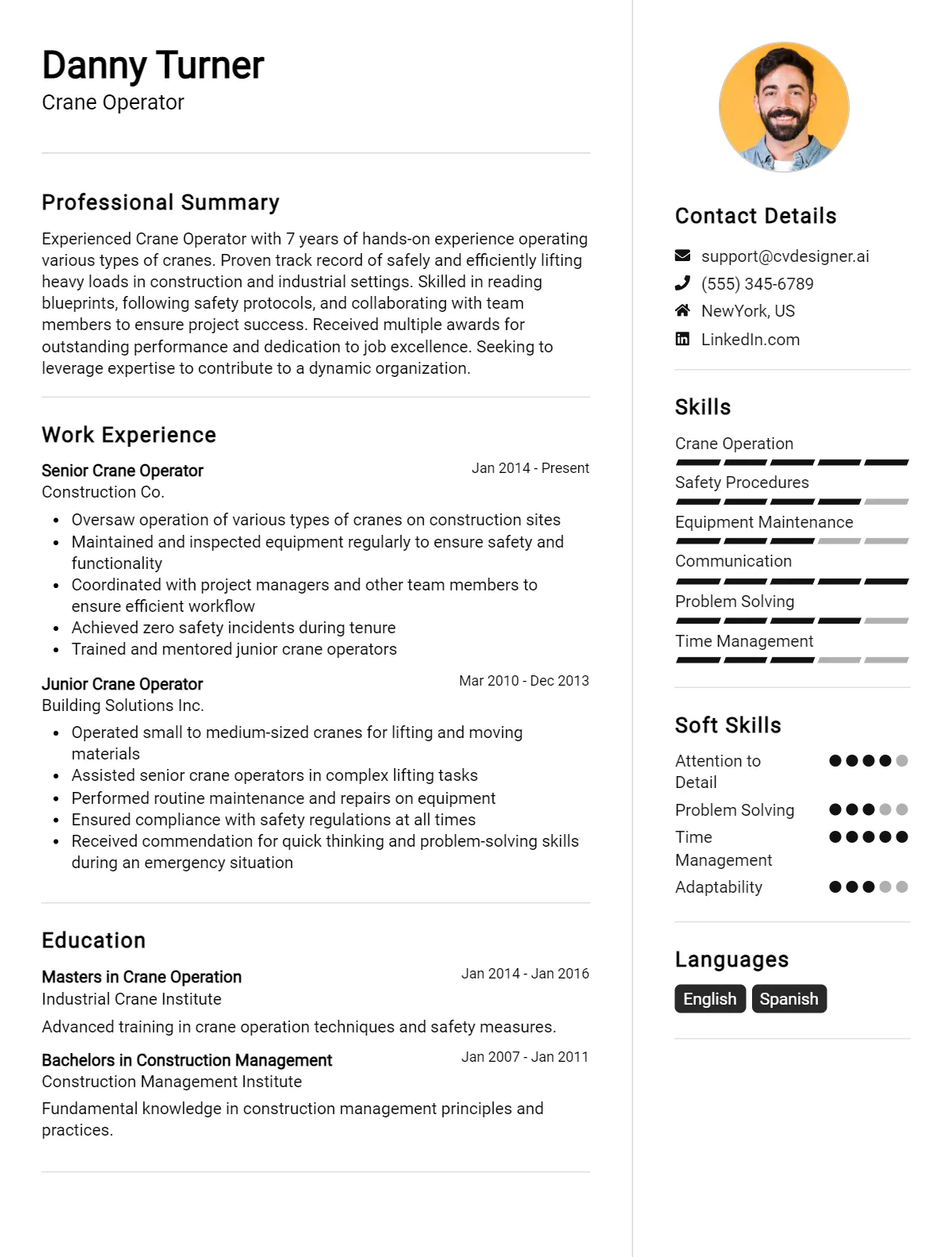 Crane Operator CV Example For 2026: Tips & Templates Preview