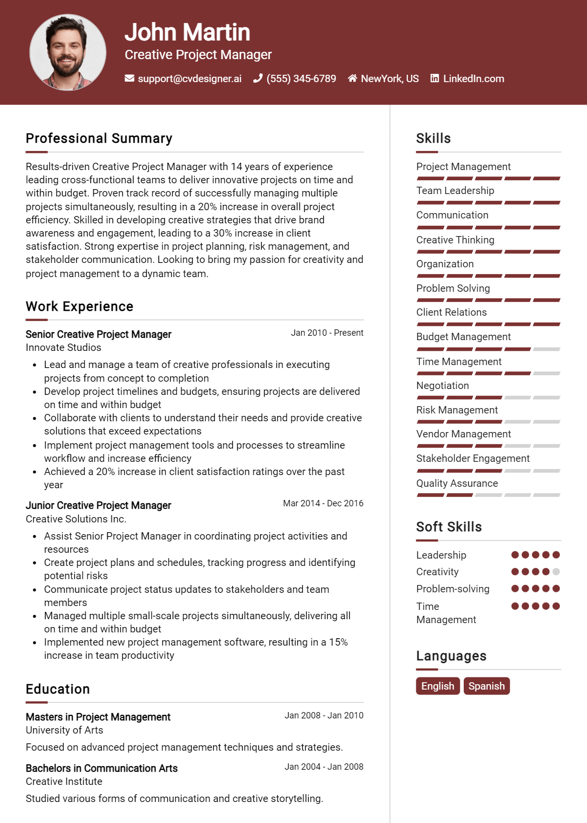 Creative Project Manager Resume Example for 2026: Expert Tips Preview