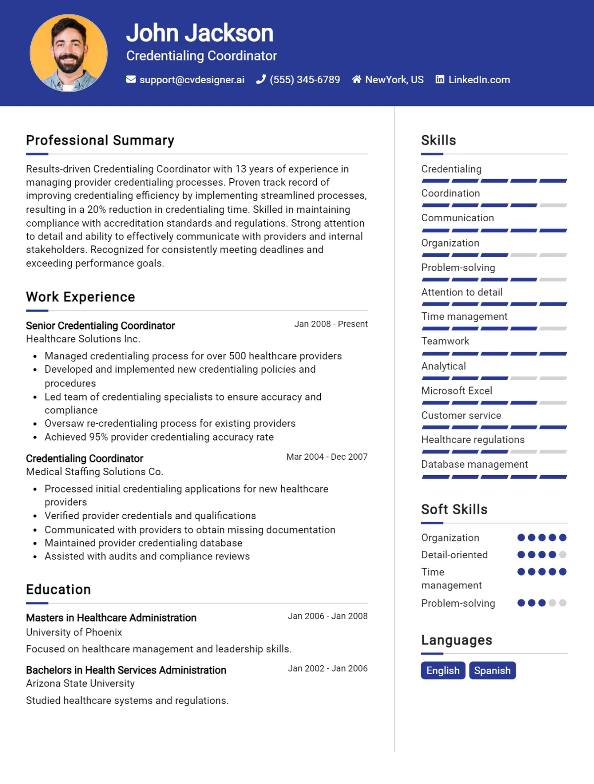 Credentialing Coordinator CV Example For 2026: Ultimate Guide Preview