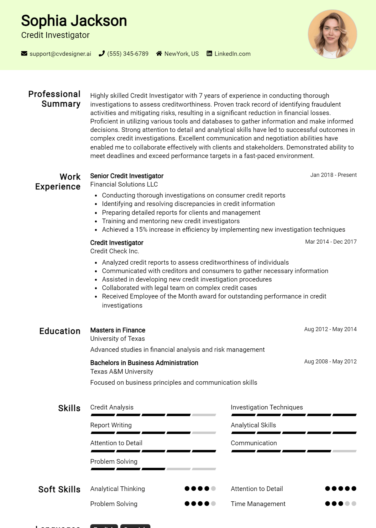6 Credit Investigator Resume Examples And Templates for 2026 Preview