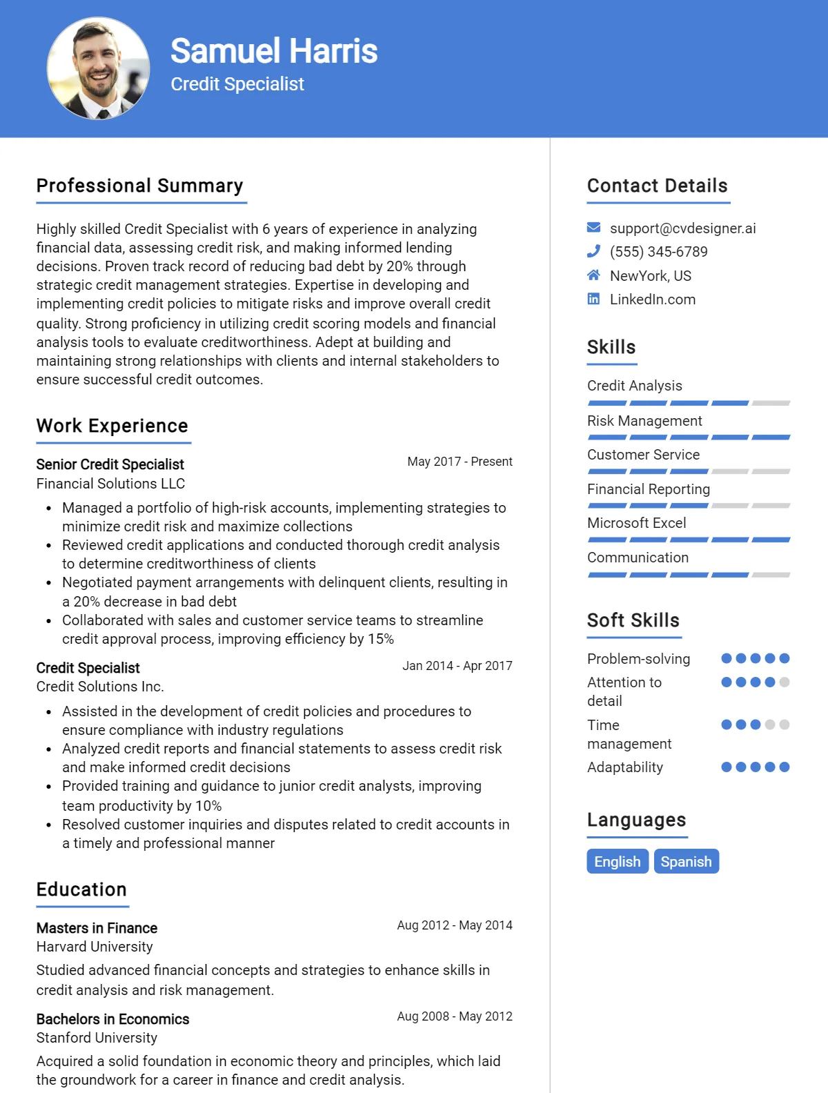 Credit Specialist CV Example For 2026: How to Create a Professional CV Preview