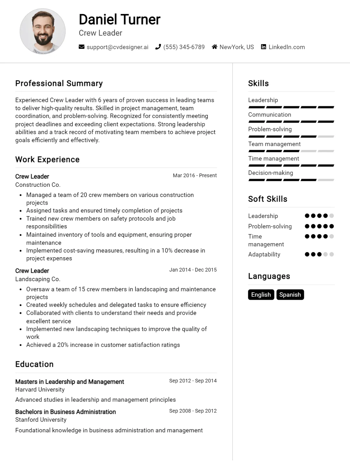 Crew Leader CV Example For 2026: Best Writing Guide Preview