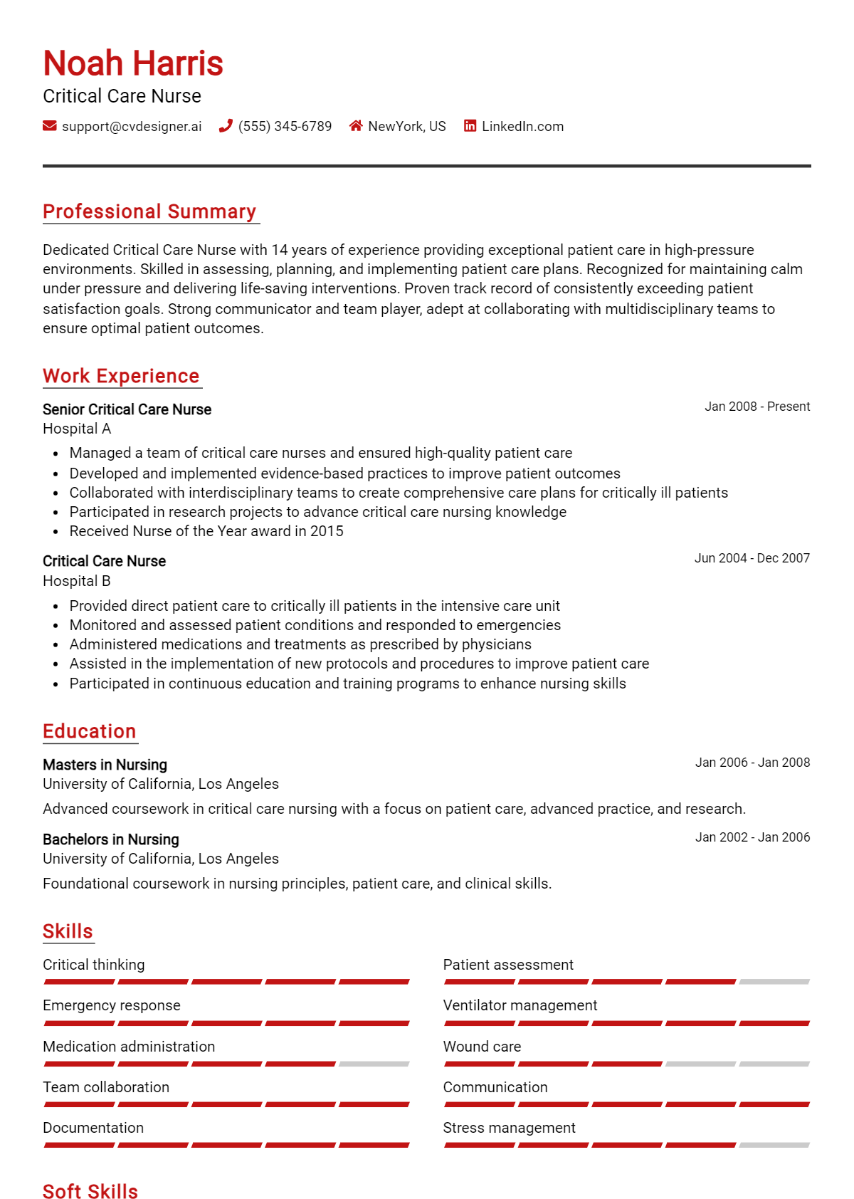 Critical Care Nurse Resume Example for 2026: Tips to Stand Out Preview