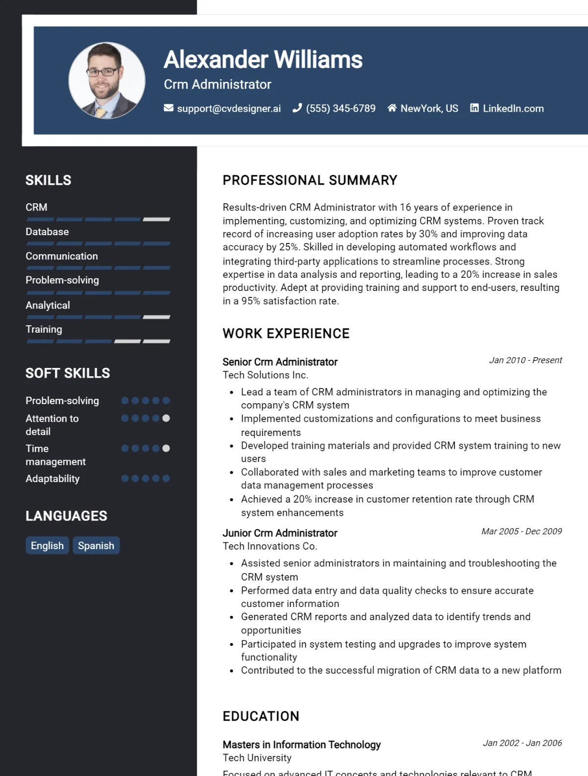 CRM Administrator CV Example For 2026: Professional CV Templates Preview