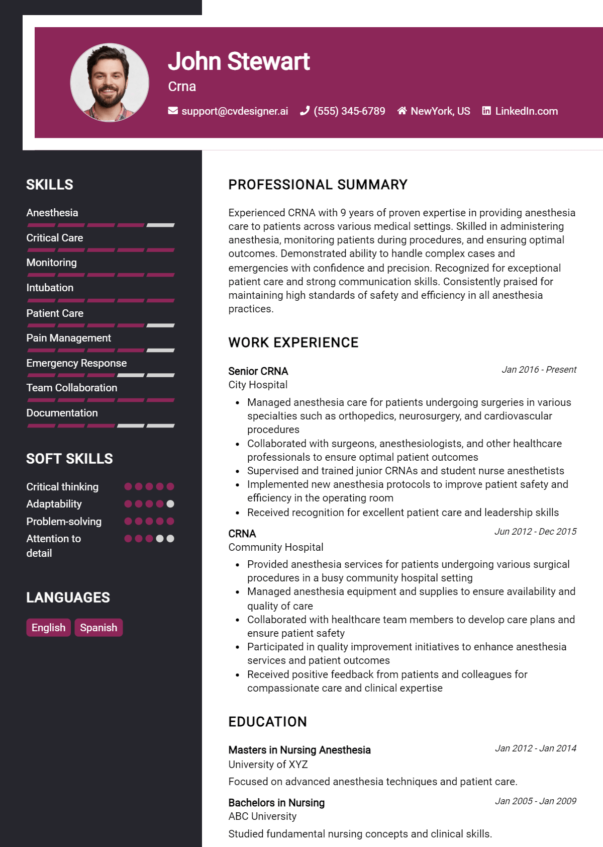 CRNA Resume Example for 2026: Tips to Stand Out Preview