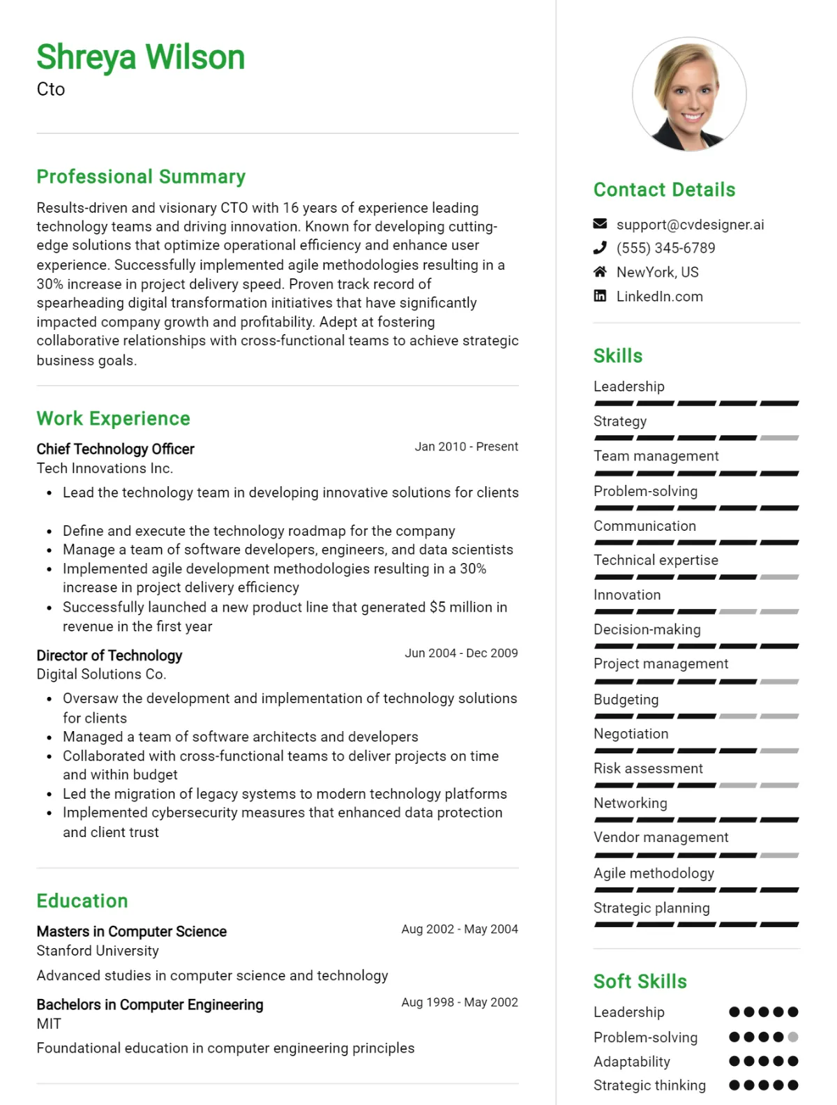 CTO CV Example For 2026: How to Create a Professional CV Preview