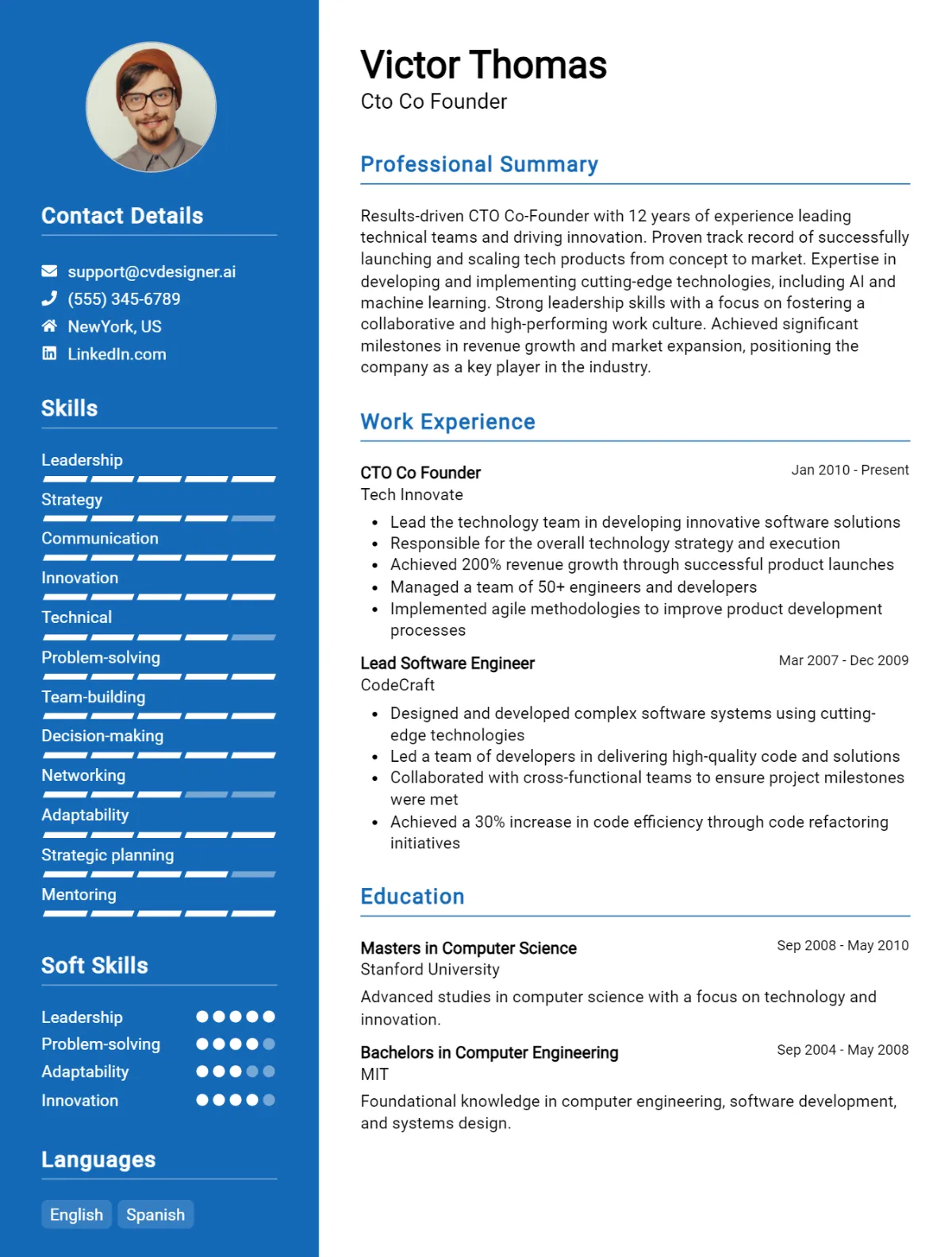 CTO & Co-Founder CV Example For 2026: Effective CV Writing Tips Preview
