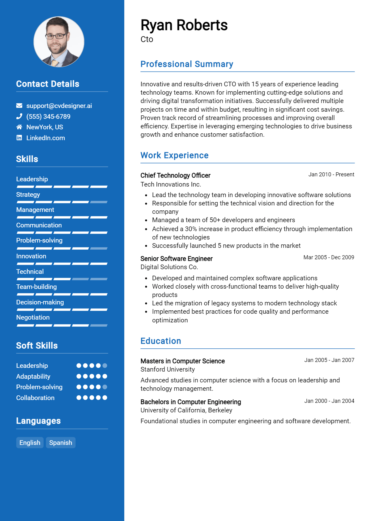 CTO Resume Example for 2026: Free Templates Preview