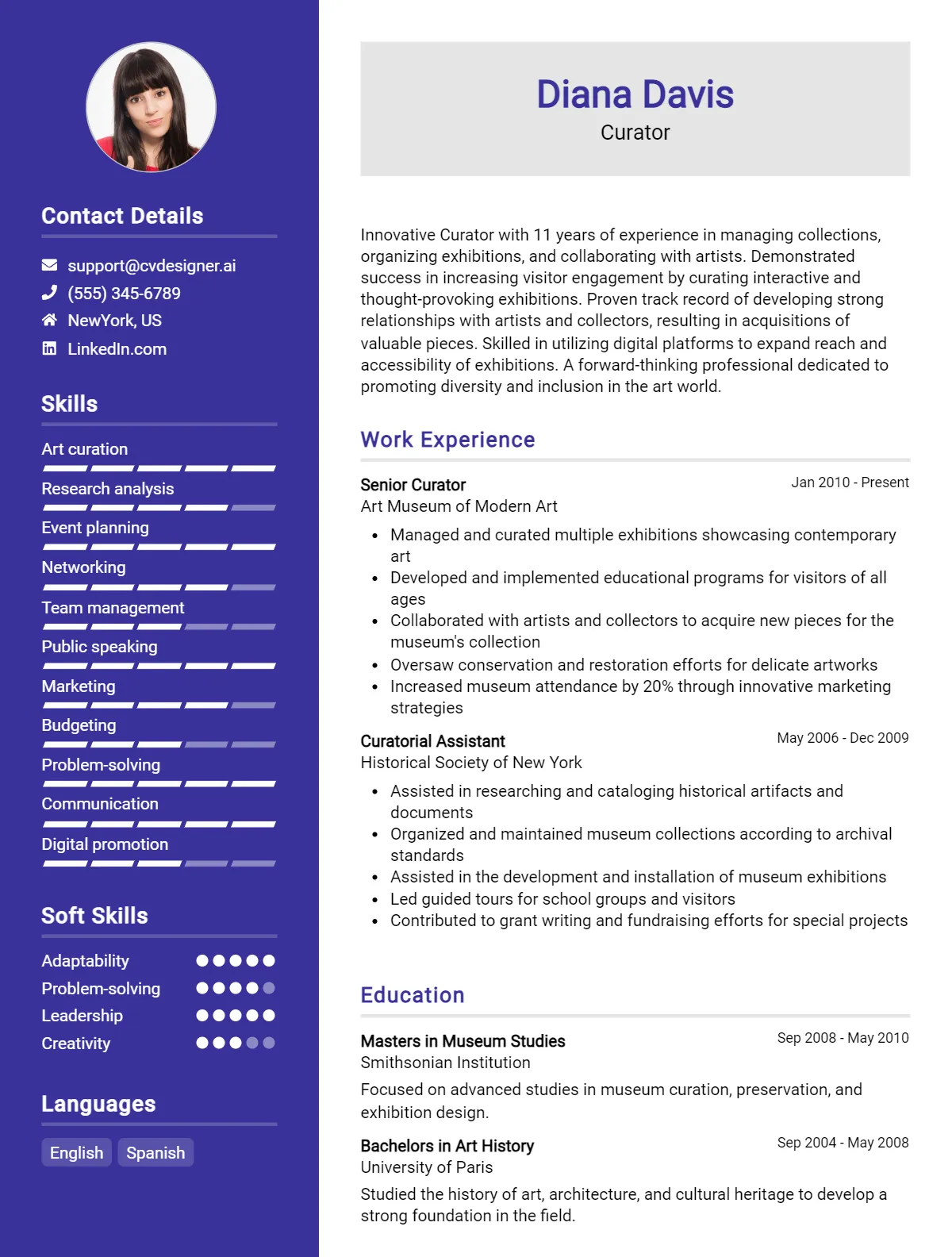 Curator CV Example For 2026: Expert Tips & Templates Preview