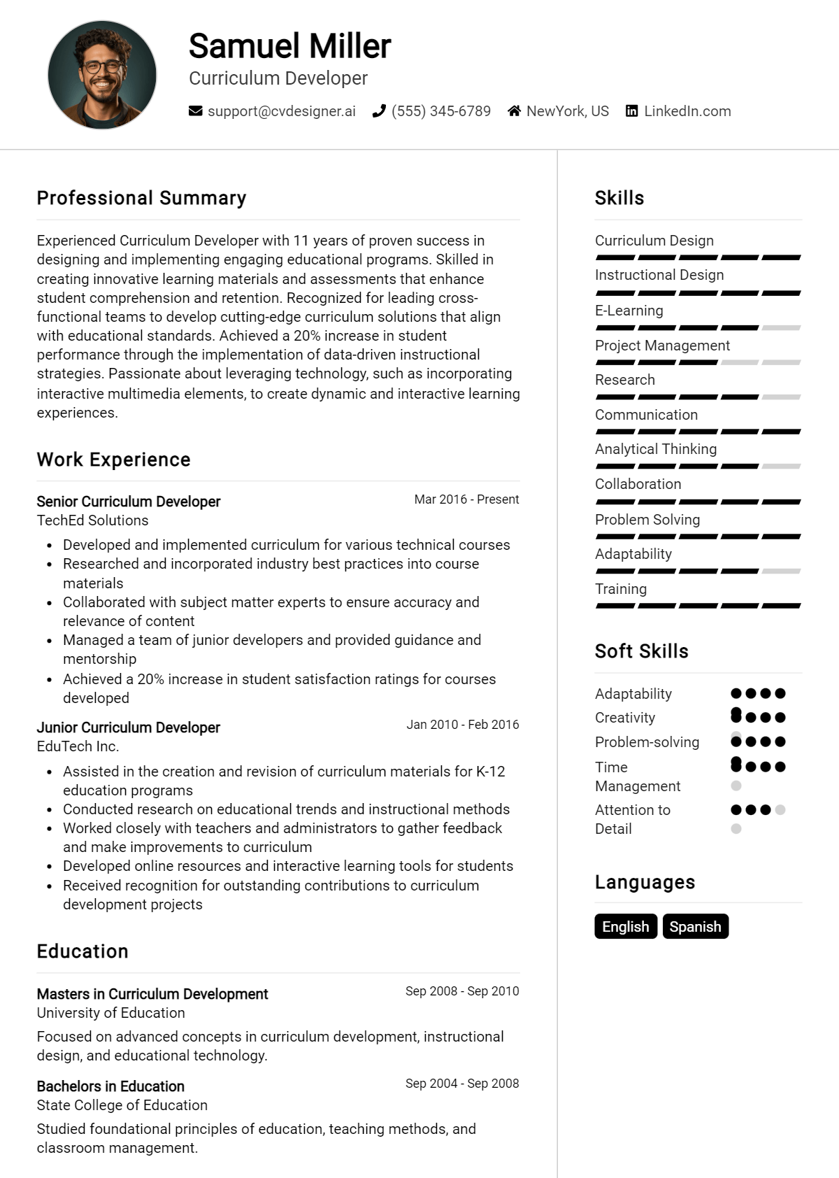 Curriculum Developer Resume Example for 2026: Strategies & Templates Preview