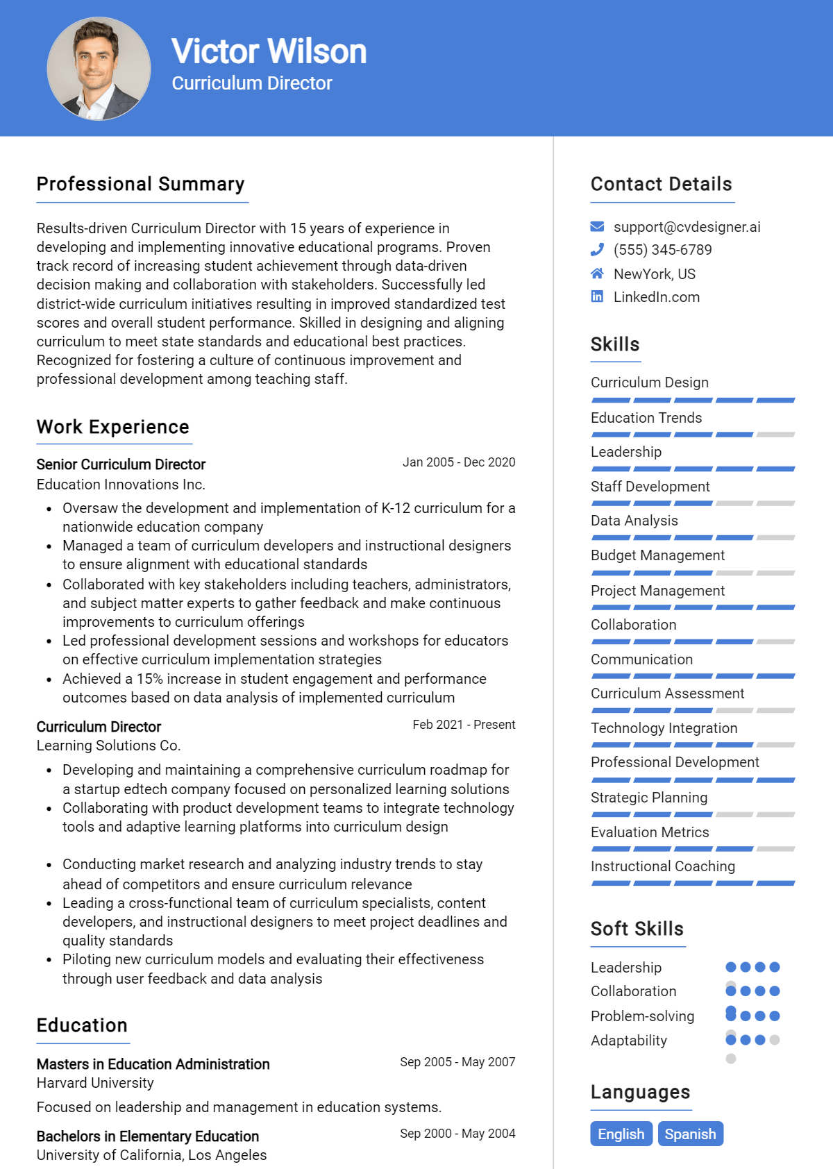 Curriculum Director Resume Example for 2026: How to Create a Professional CV Preview