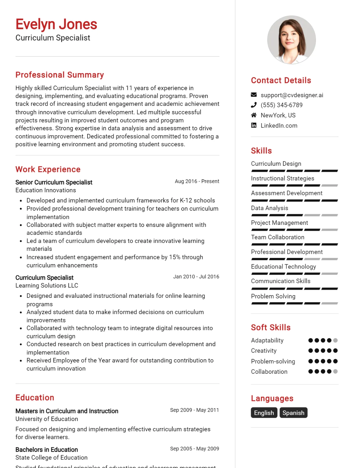 Curriculum Specialist CV Example For 2026: Effective CV Writing Tips Preview